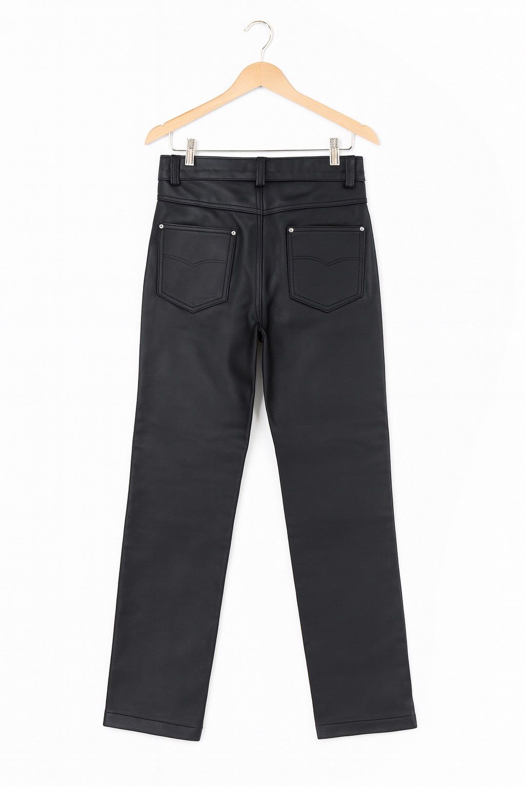 Schott Vintage 90s Schott NYC Black Leather Pants USA Made Talon Size US 29 - 2 Thumbnail