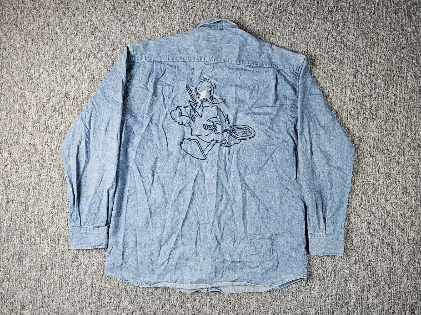 Other 90s Disney Paris Donald Duck Embroidered Denim Shirt L 90s Size US L / EU 52-54 / 3 - 5 Thumbnail