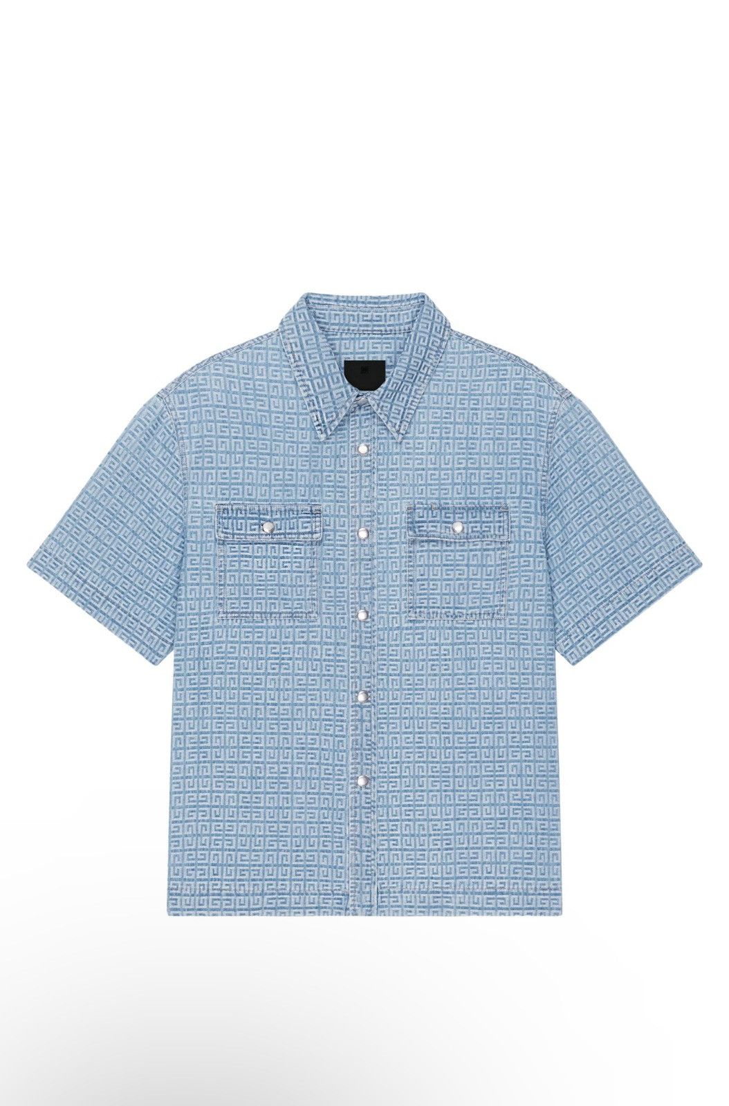 image of Givenchy Boxy Fit Shirt In 4G Denim in Blue, Men's (Size XL)