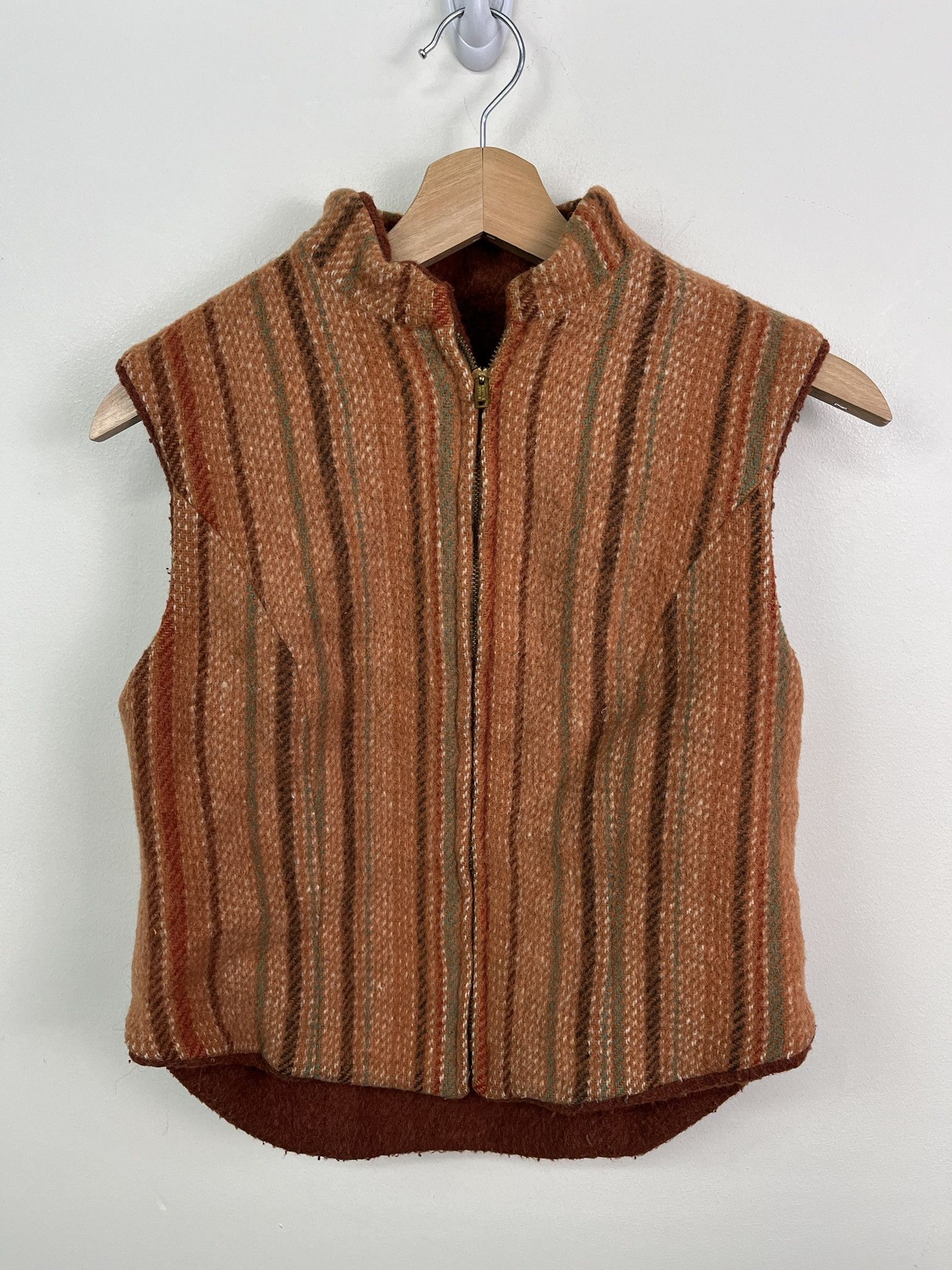 Vintage Vintage Vest 1960s Orange Striped Reversible Vest SIze XS Size US XS / EU 42 / 0 - 1 Thumbnail