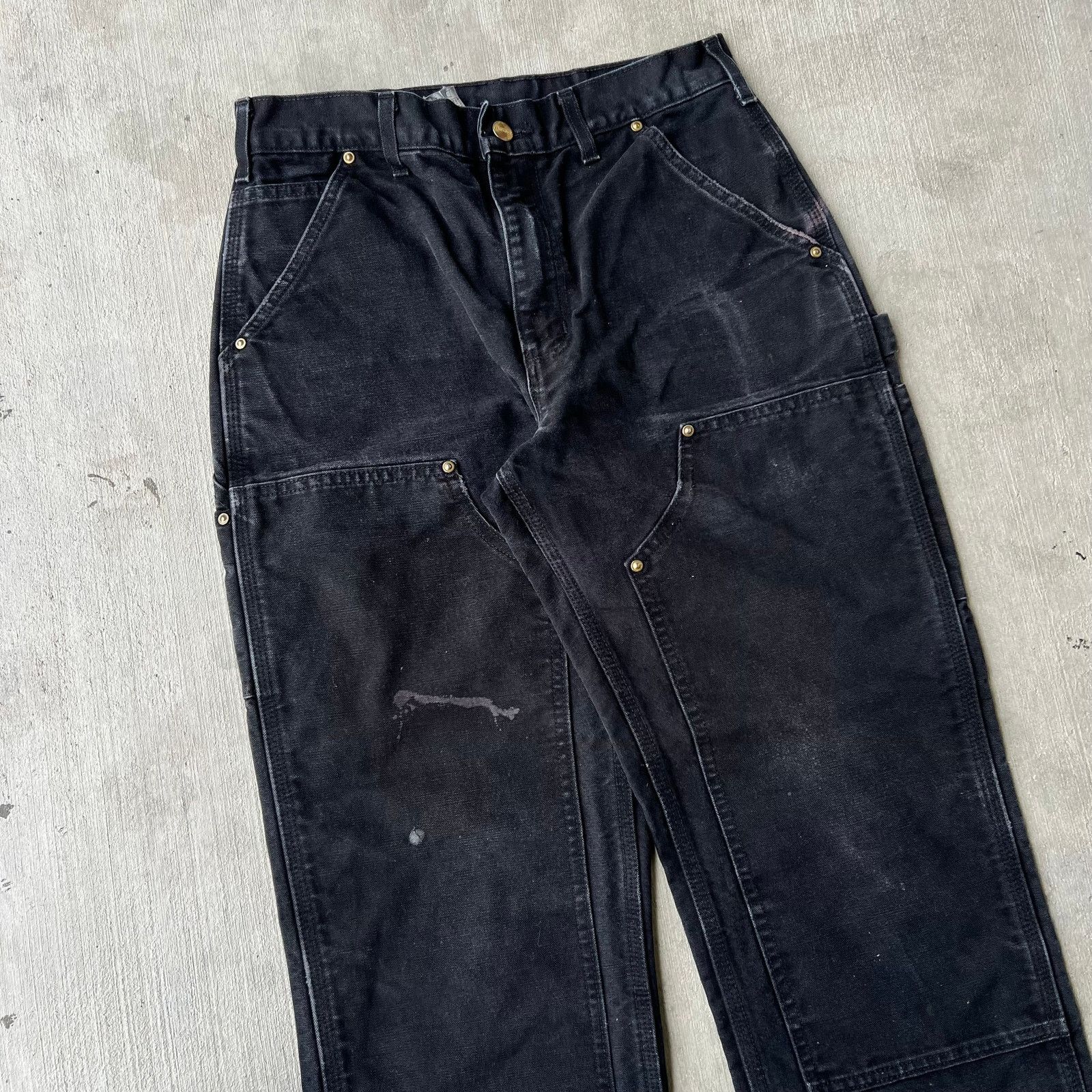 Carhartt × Vintage Carhartt faded black double knee work wear carpenter pants Size US 29 - 2 Thumbnail
