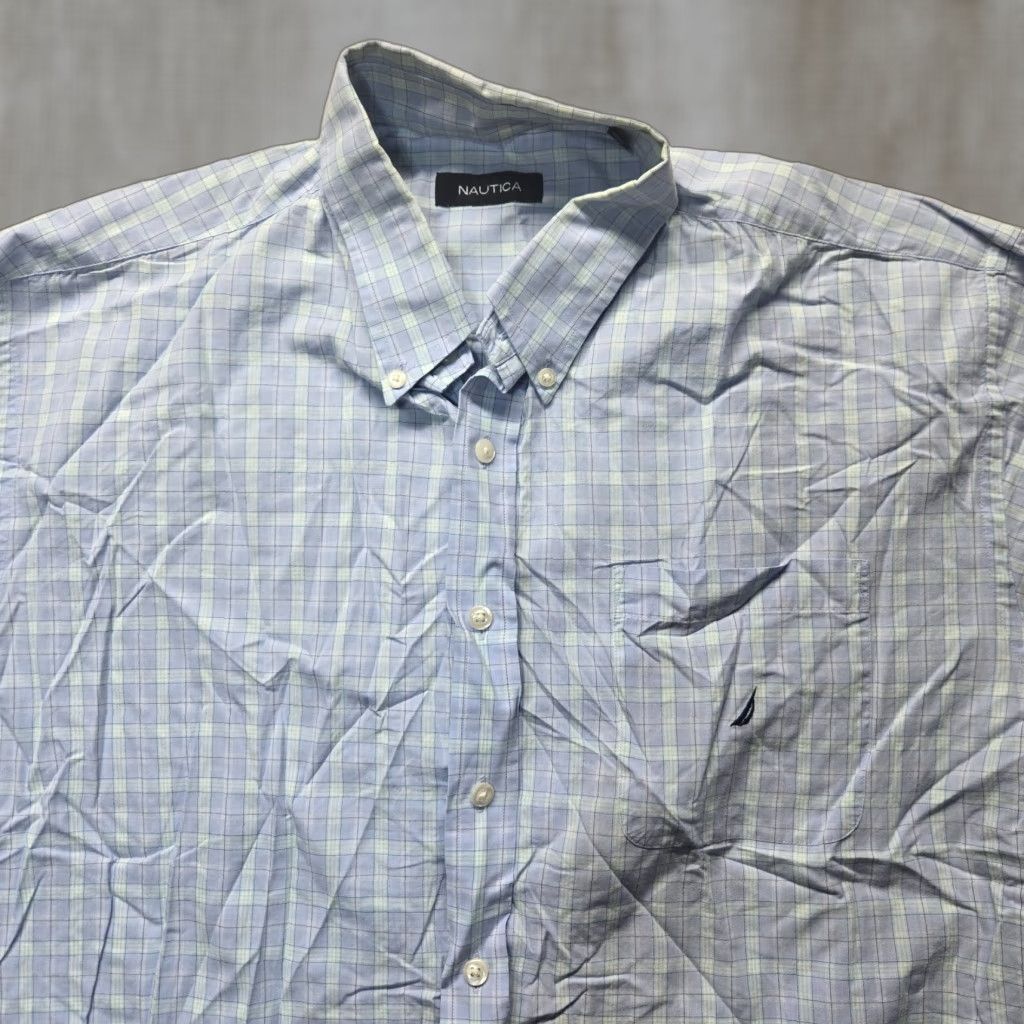 Nautica Nautica Button-Up Shirt Plaid Long Sleeve Cotton Adult Men's Size L Blue Button-Down Collared Wrinkle Resistant Shirt Mens Size US L / EU 52-54 / 3 - 1 Thumbnail