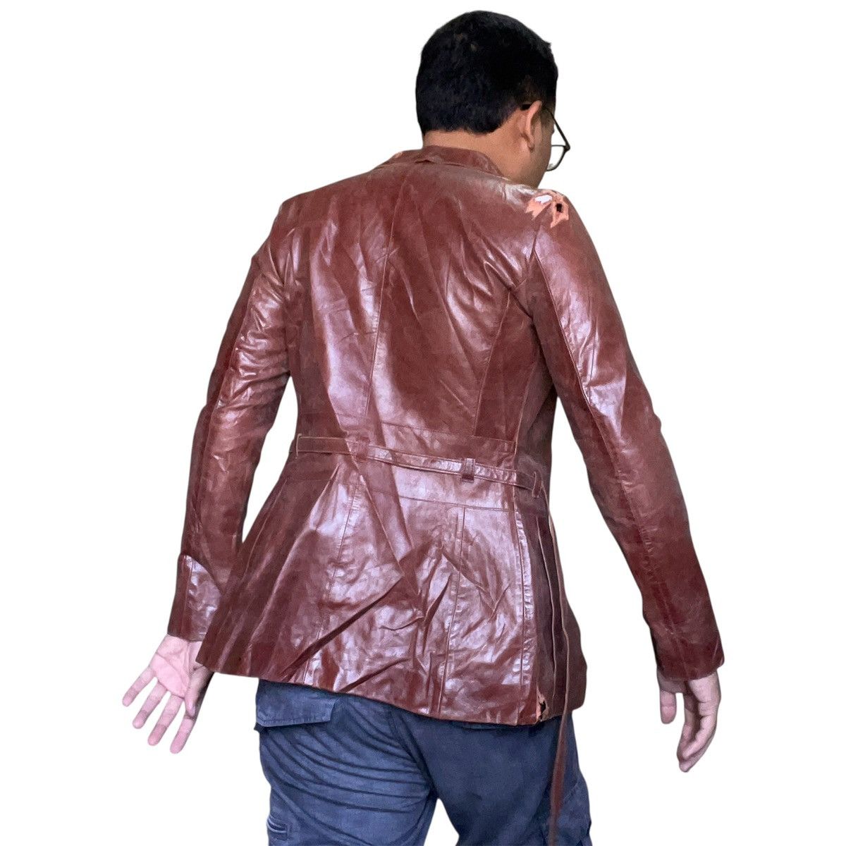 Hysteric Glamour Vintage 1980s Guess Archive Brown Leather Belted Jacket XS Size US XS / EU 42 / 0 - 5 Thumbnail