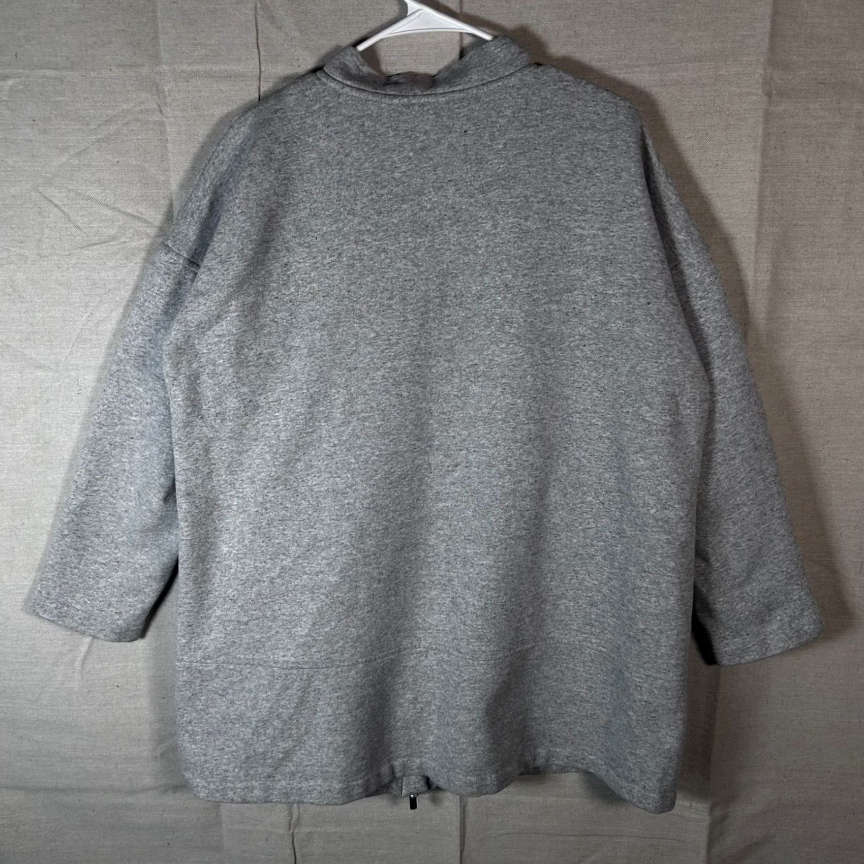 Eileen Fisher Eileen Fisher Gray Cotton Blend Full Zip Terry Bomber Jacket Womens Size Large Size L / US 10 / IT 46 - 4 Thumbnail
