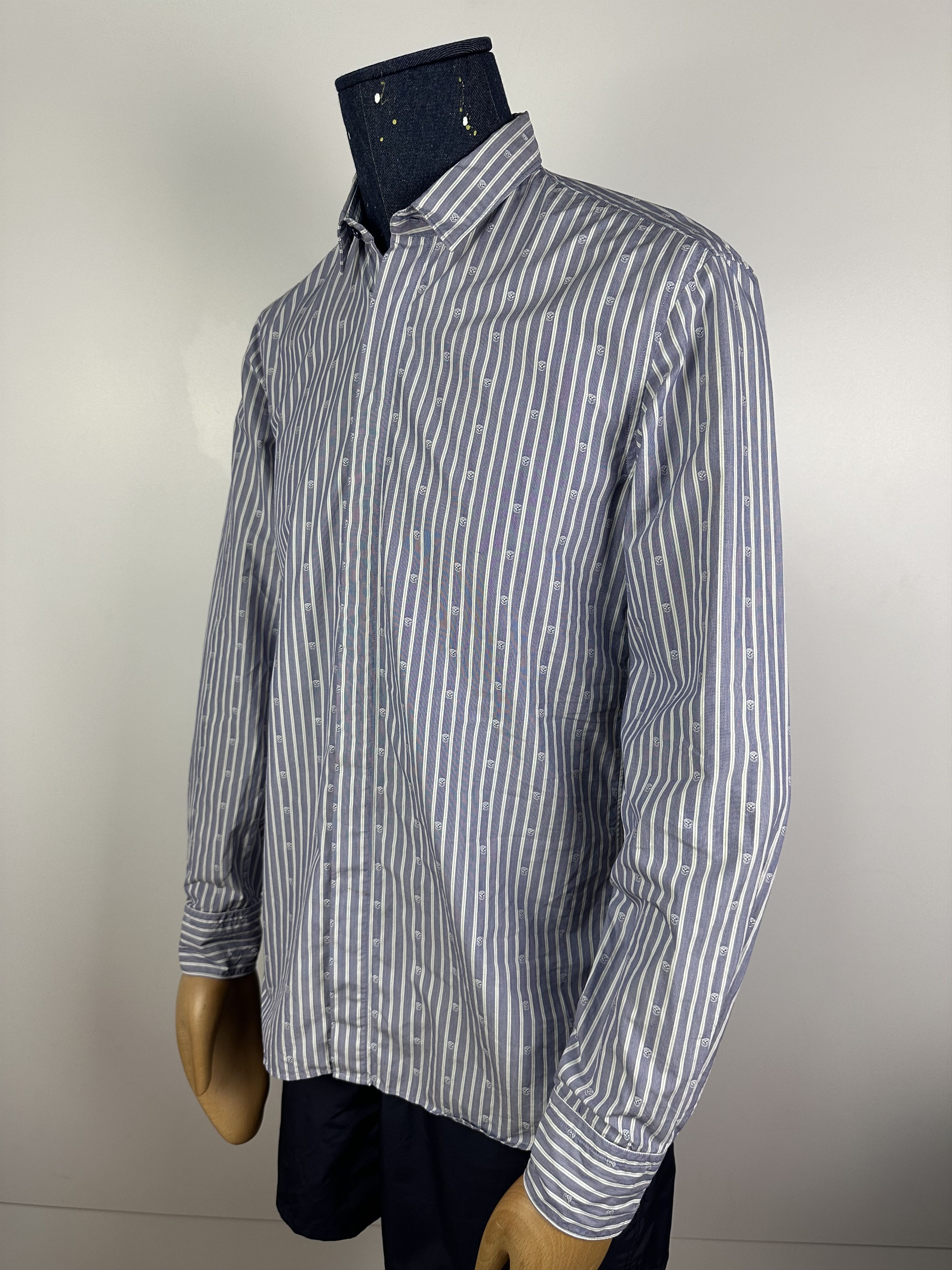 Alexander McQueen Skull Dress Shirt Long Sleeve Striped