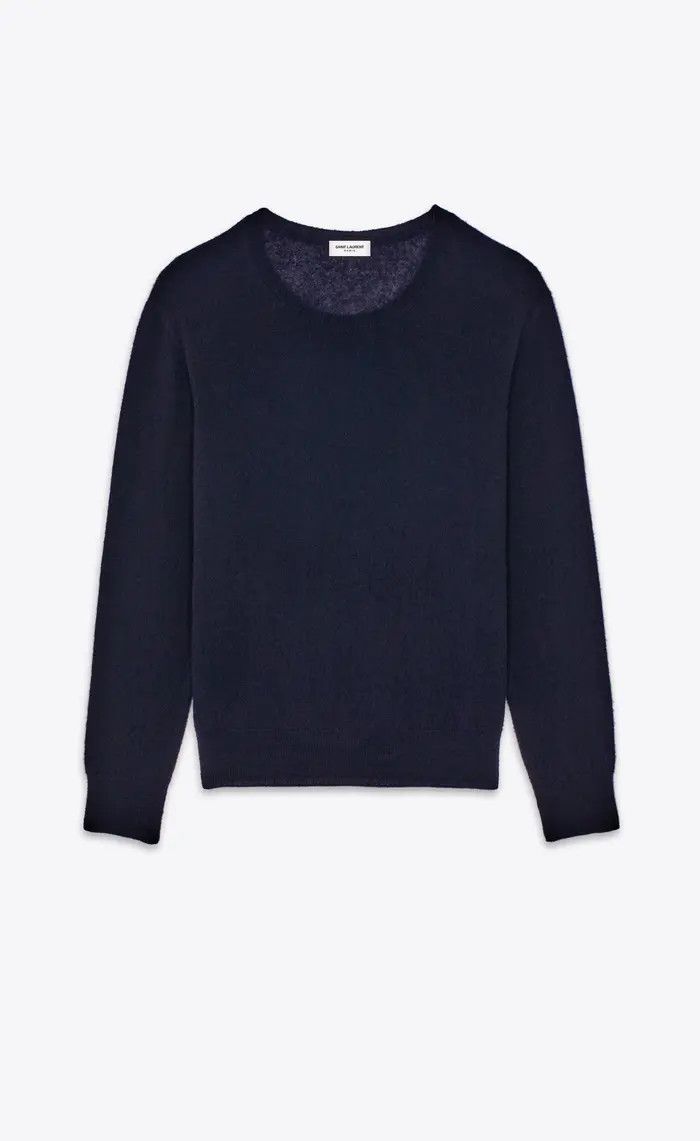 Saint Laurent Paris oc11z0126 780075 Sweater in Cashmere And Silk in Blue Size US XXL / EU 58 / 5 - 1 Thumbnail