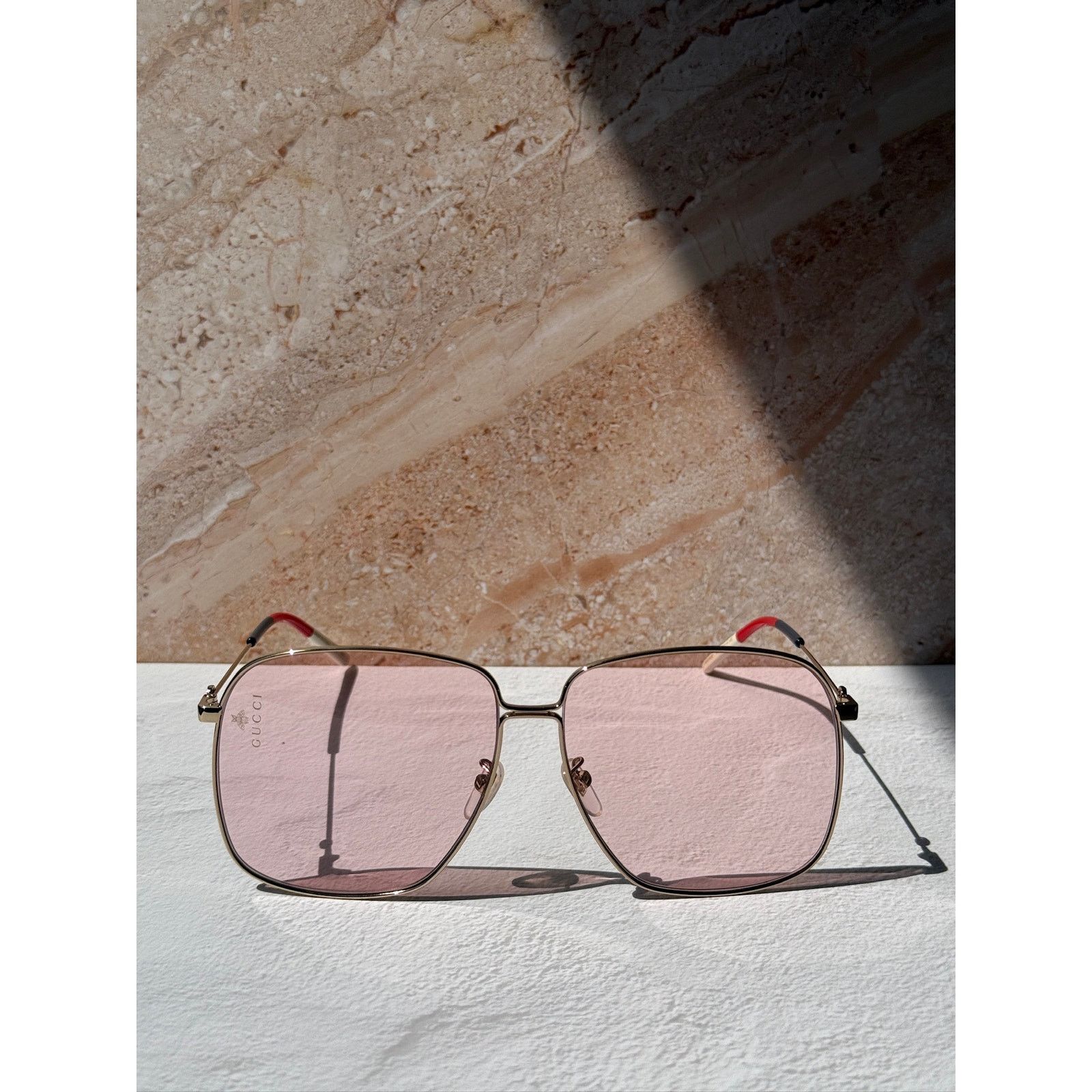 Gucci NEW Gucci GG0394S Gold Pink Lens Sunglasses RARE Size ONE SIZE - 5 Thumbnail