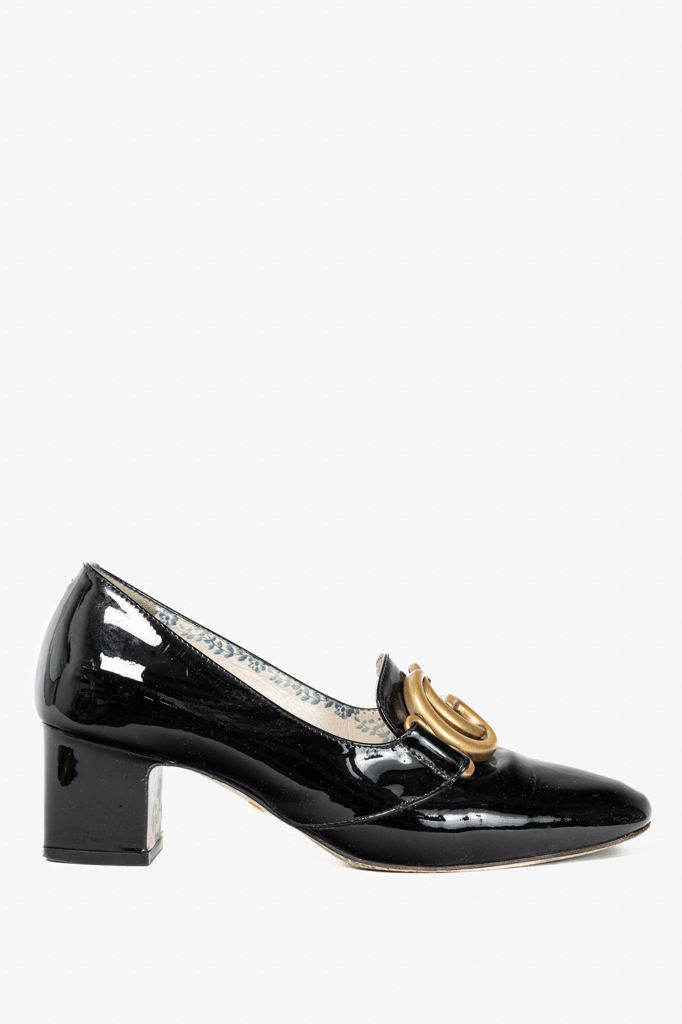 Gucci Gucci Victoire Black Patent-Leather GG Loafer Pumps Size US 4.5 / IT 34.5 - 1 Thumbnail