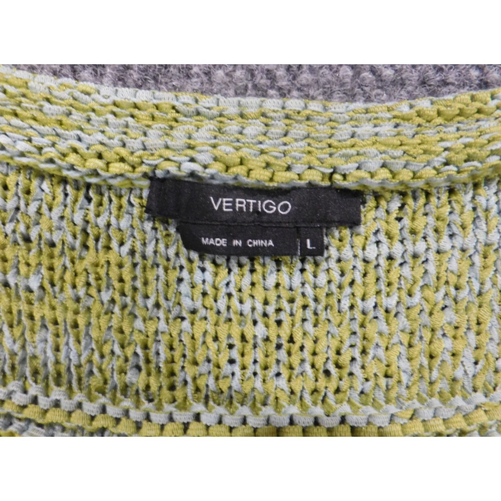 Vintage Vertigo Womens Sweater L Green Pullover V-Neck Raglan Sleeve Stretch Logo Modern Knit Open-Knit Short Sleeve Regular Size L / US 10 / IT 46 - 4 Thumbnail