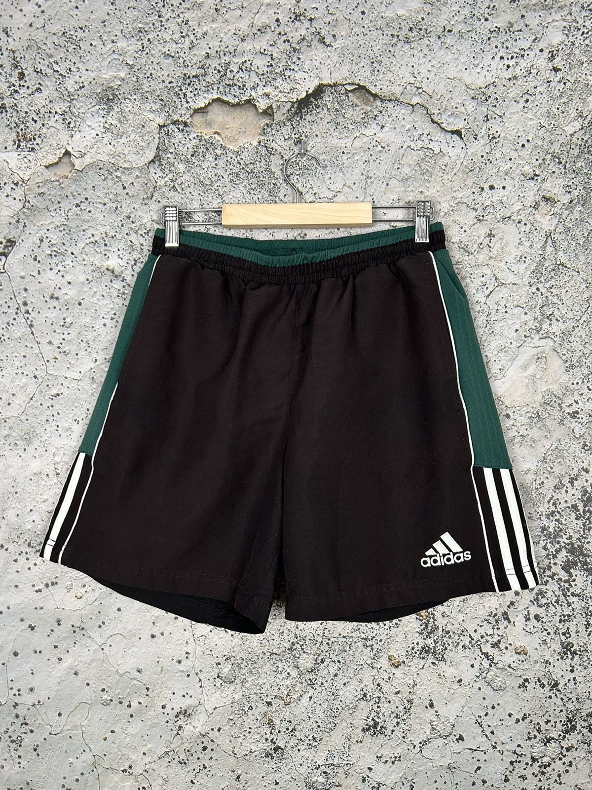 Vintage Adidas Shorts 90s Black Green Sportswear Rare