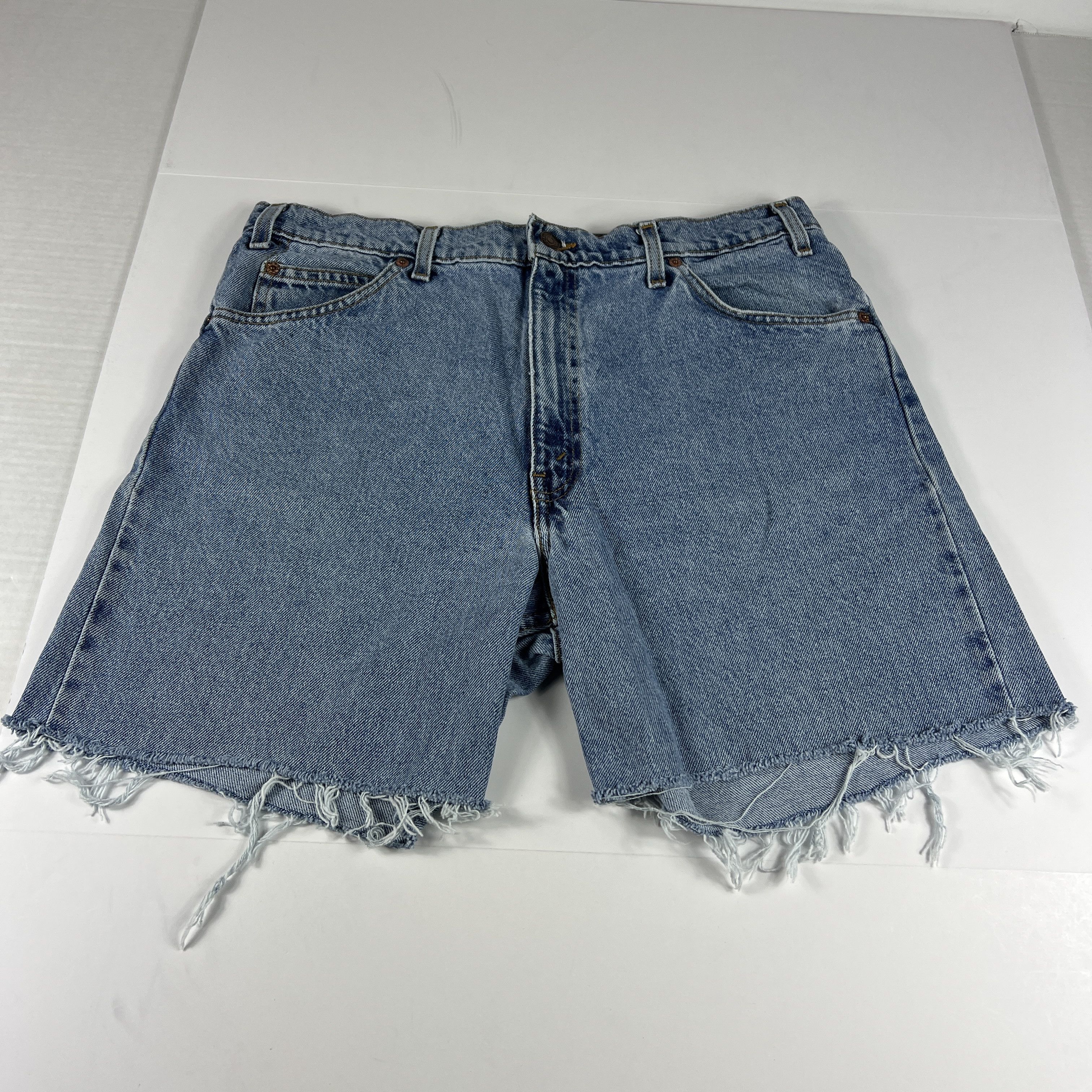Levi's × Vintage VTG 90s Levi's Jean Short 550 Cut Off Denim Orange Tab Jorts Size US 34 / EU 50 - 1 Thumbnail