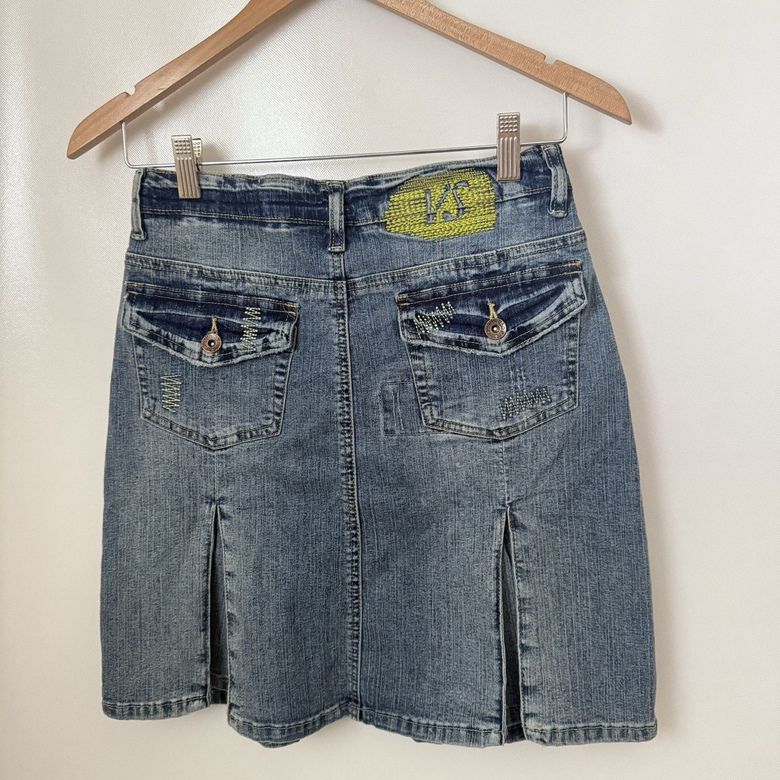 Other Vintage Y2K Denim Skirt Pleated Mini Jeans Embroidered 90’s Size 26" / US 2 / IT 38 - 2 Thumbnail