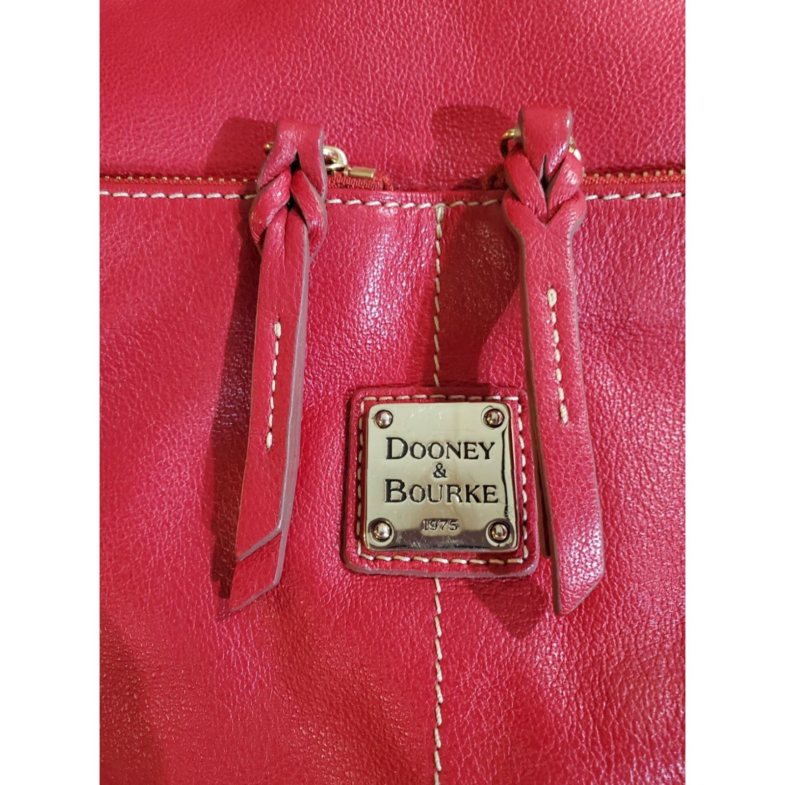 Dooney & Bourke VINTAGE Dooney & Bourke Signature Florentine Shoulder Handbag-Pebbled Leather Finish-Red Size ONE SIZE - 3 Thumbnail