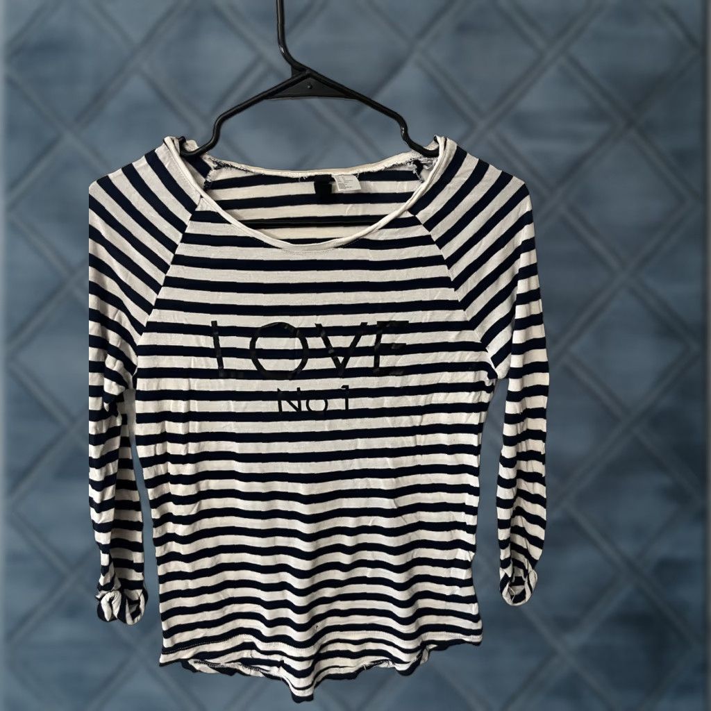 H&M H&M Divided Women's XS Sweater Top Striped 3/4 Sleeve Knit Pullover Multicolor Casual Size XS / US 0-2 / IT 36-38 - 1 Thumbnail