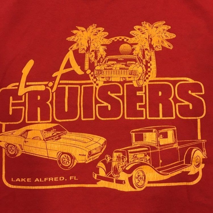 Fruit Of The Loom Vtg Best USA Red Florida LA CRUISERS HoT RoD T Shirt Size US L / EU 52-54 / 3 - 1 Thumbnail
