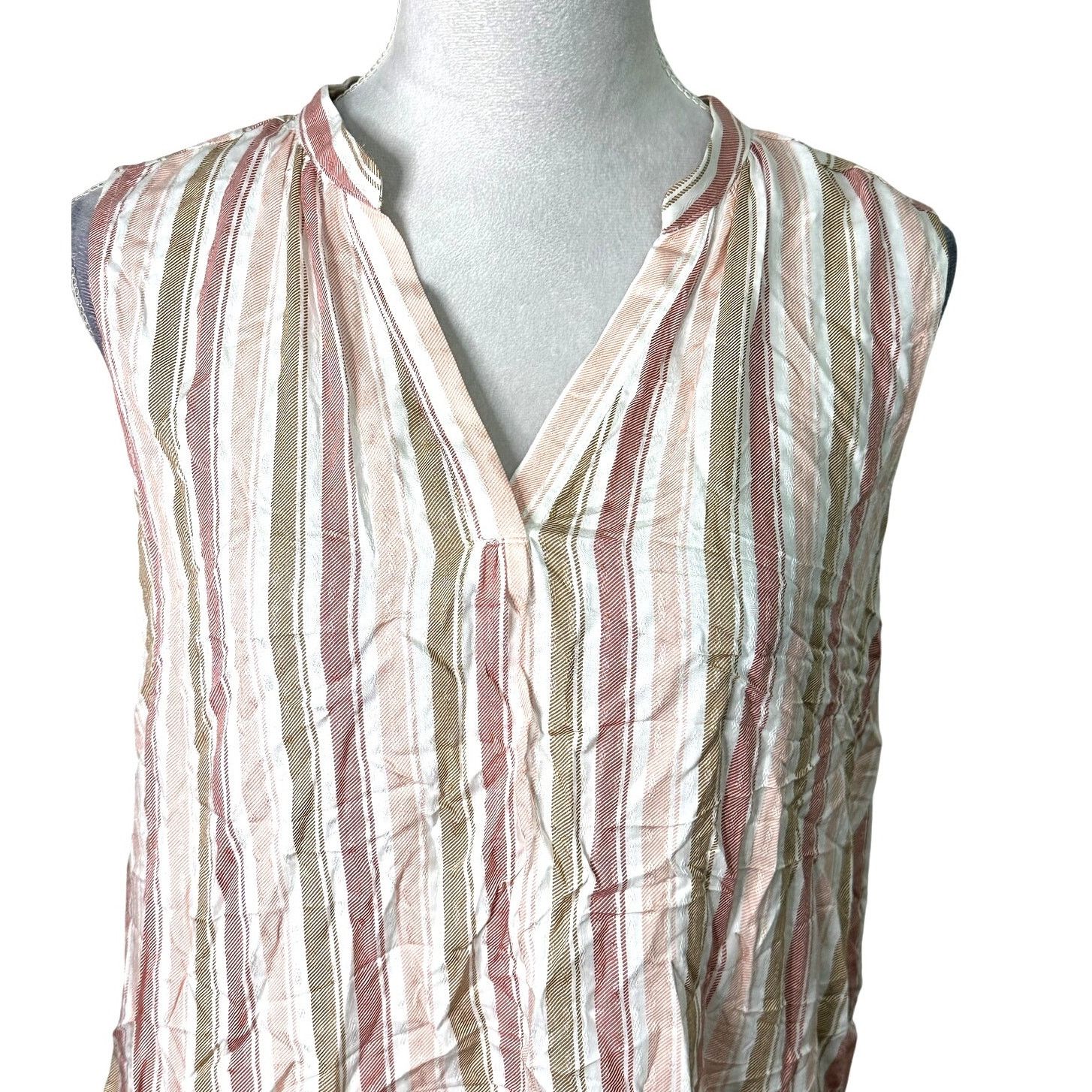 Other Caslon Tank Blouse Breezy Sleeveless Striped Pink/Brown S Size S / US 4 / IT 40 - 2 Thumbnail