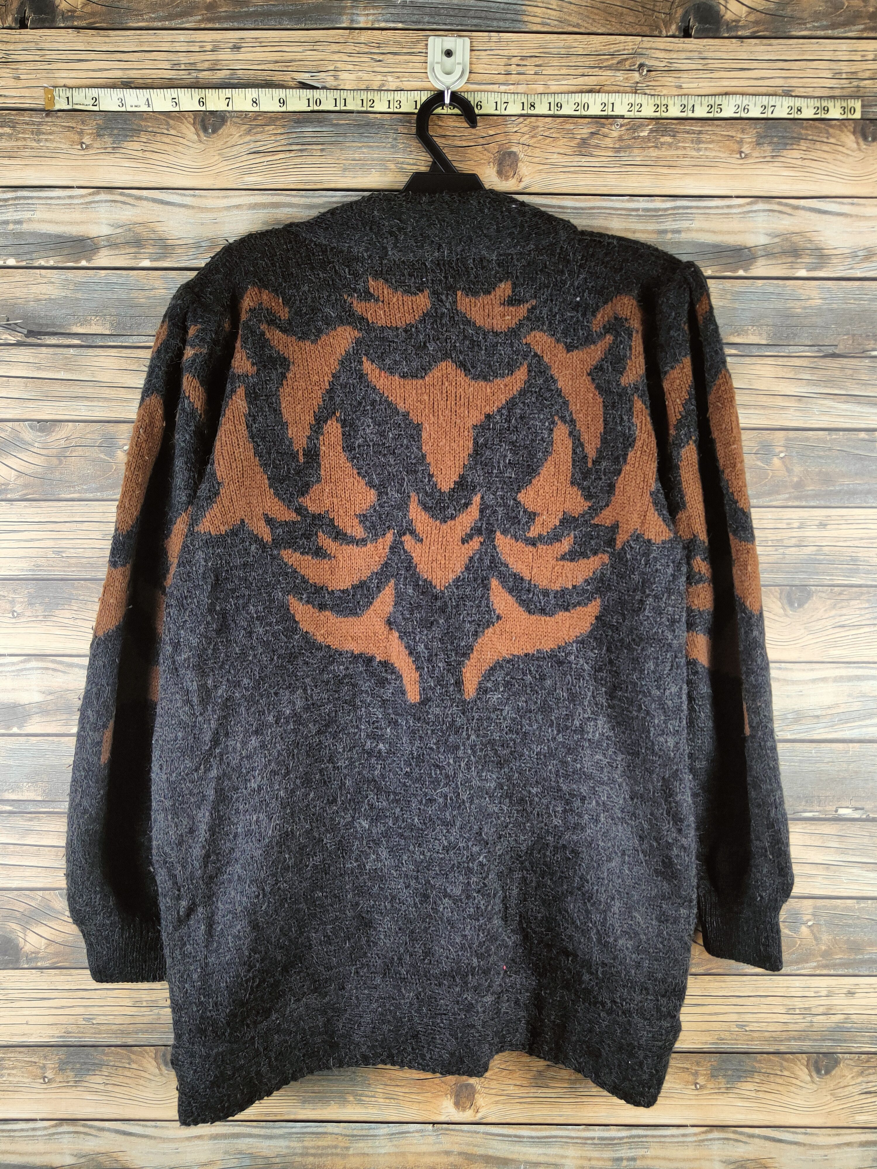Japanese Brand DL Long Run Black Brown Knitwear Cardigans #46-426 Size L / US 10 / IT 46 - 7 Thumbnail