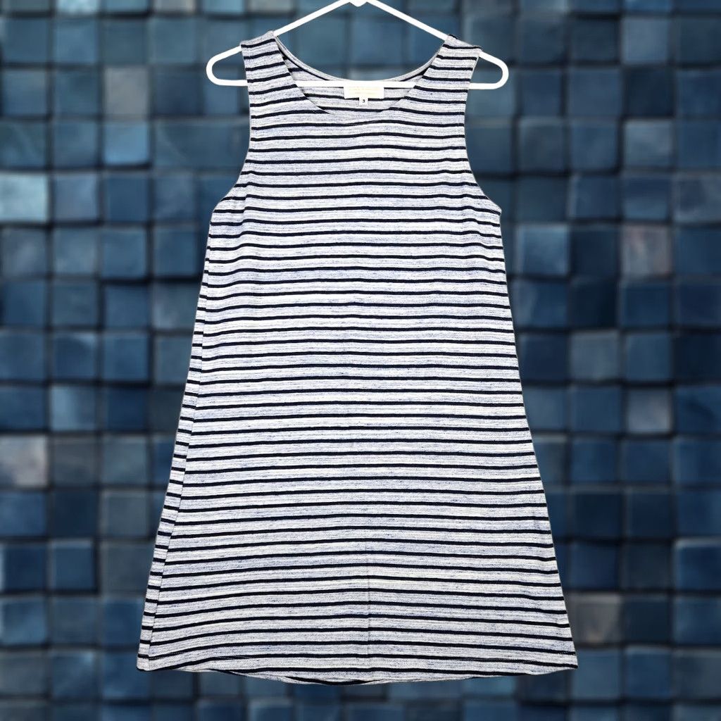 Vintage The Lady & The Sailor Dress Women Round Neck Mini Blue Black Stripes Sz 3 Figures: Cotton Polyester All Season Dress Length Short Vintage No Size XS / US 0-2 / IT 36-38 - 1 Thumbnail
