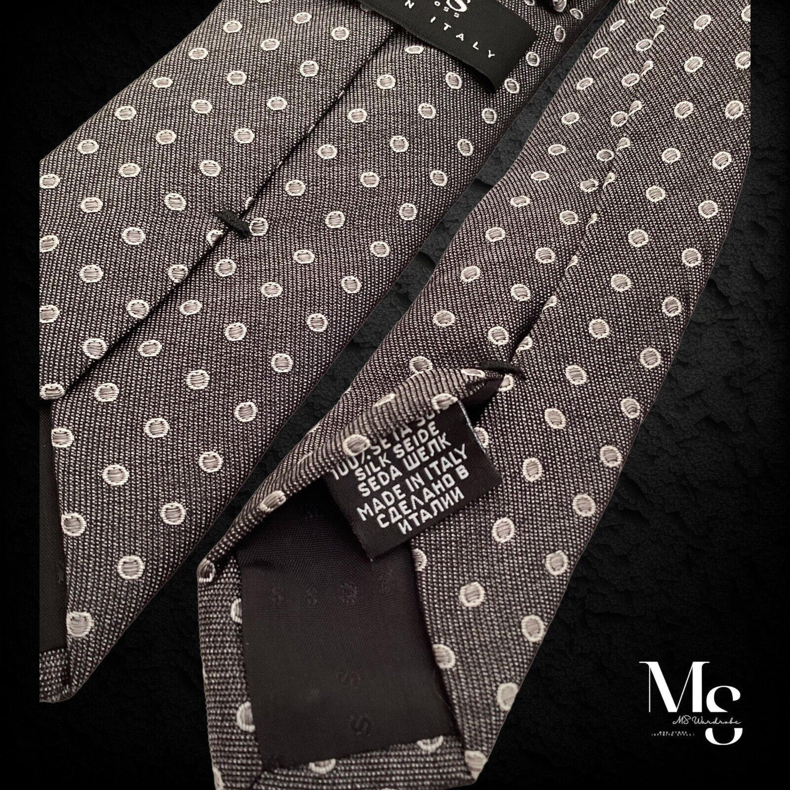 Hugo Boss BOSS HUGO BOSS Gray Polka Dot Silk Slim Tie Made In Italy Size ONE SIZE - 4 Thumbnail