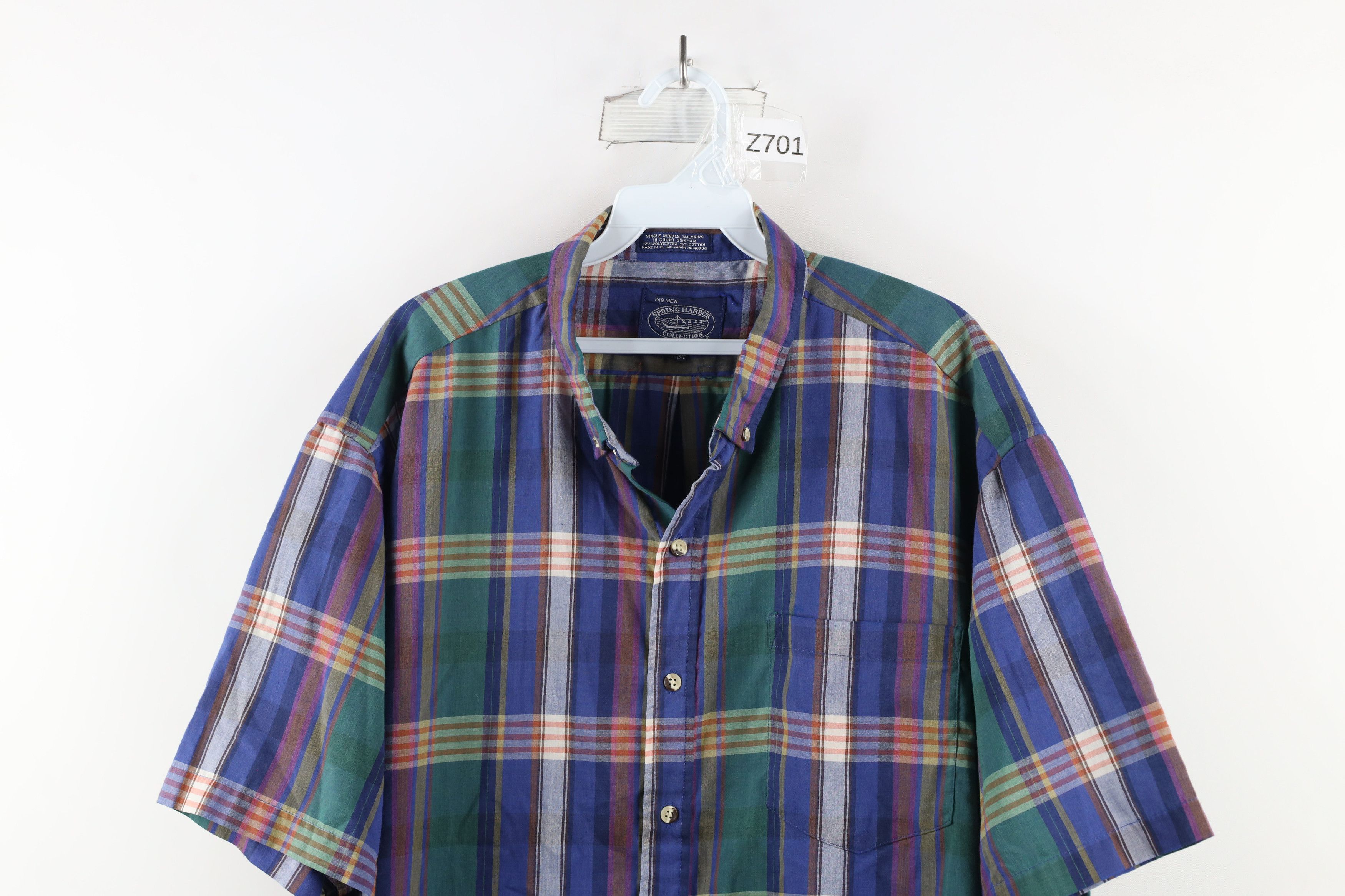 Vintage Vintage 90s Streetwear Plaid Button Down Shirt Rainbow Size US XXL / EU 58 / 5 - 2 Thumbnail