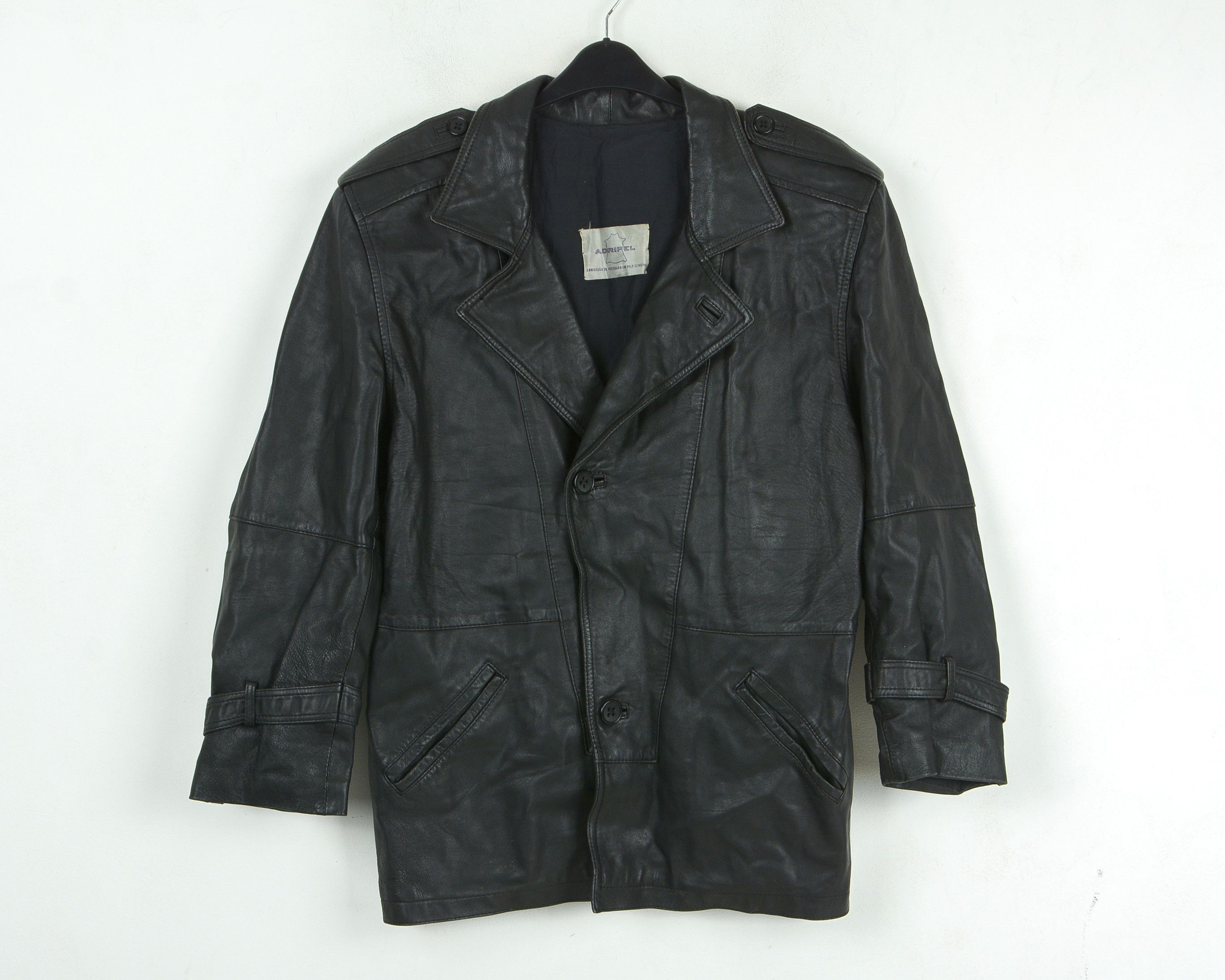 Band Tees × Vintage ADRIPEL Leather UK 38 US Jacket Coat Trench EU 48 Button S Size US S / EU 44-46 / 1 - 3 Thumbnail