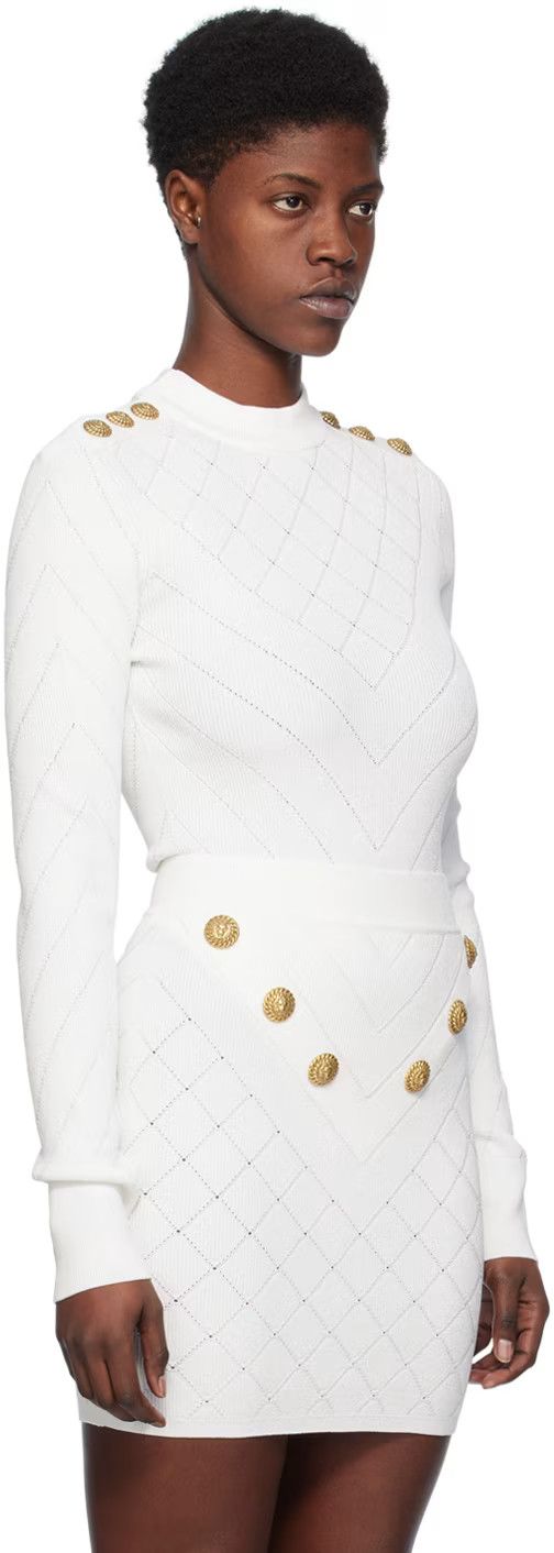 Balmain o1s1wg110125 Bodysuit in White Size XS / US 0-2 / IT 36-38 - 3 Thumbnail