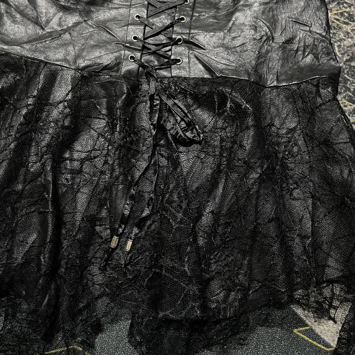 Japanese Brand × KMRii 💥- KMRII Ştyle Asymmetrical Mesh Layered Leather Skirt Size 29" - 6 Thumbnail