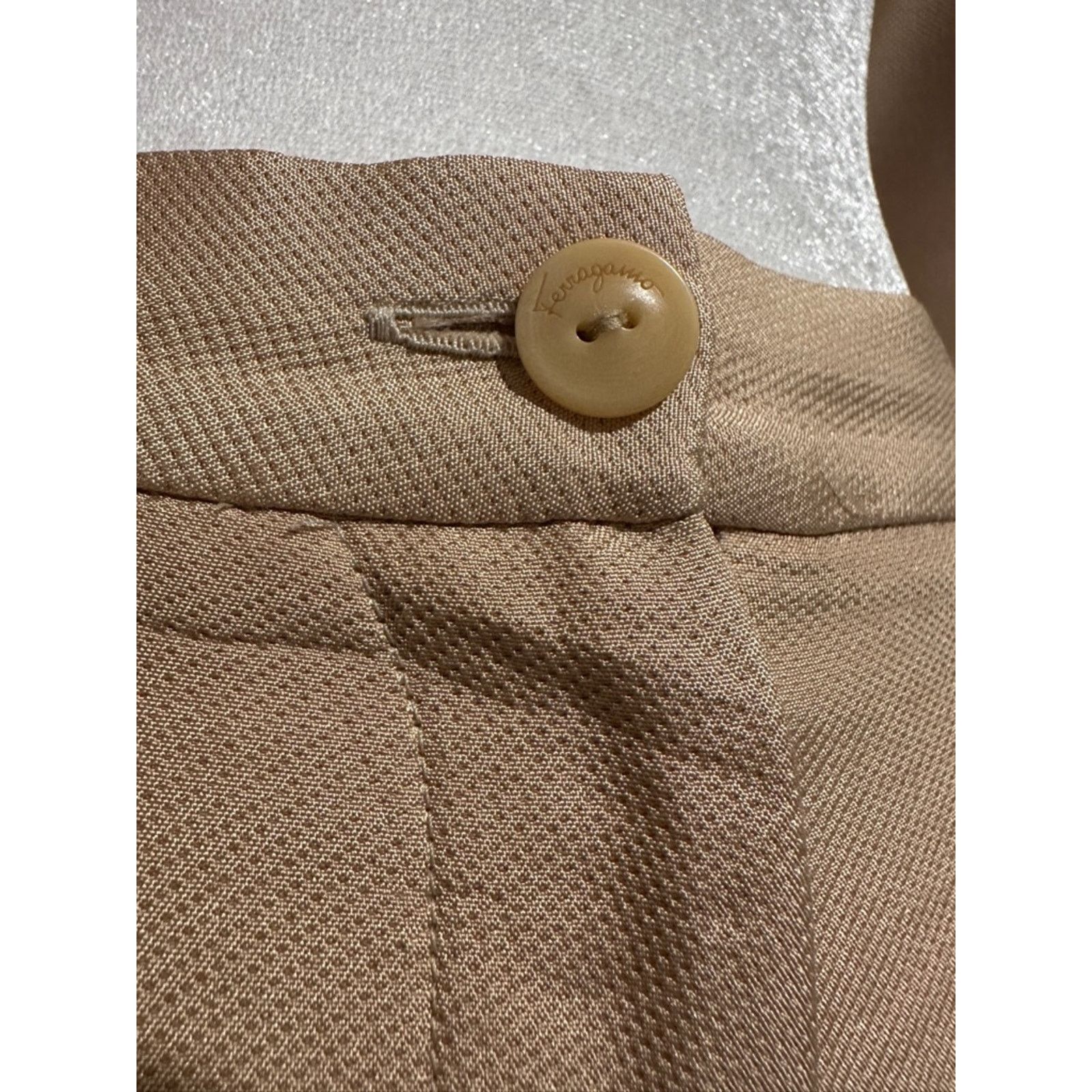Salvatore Ferragamo SALVATORE FERRAGAMO Vintage 90’s Silk Pantsuit Tan 14 Size XL / US 12-14 / IT 48-50 - 8 Thumbnail