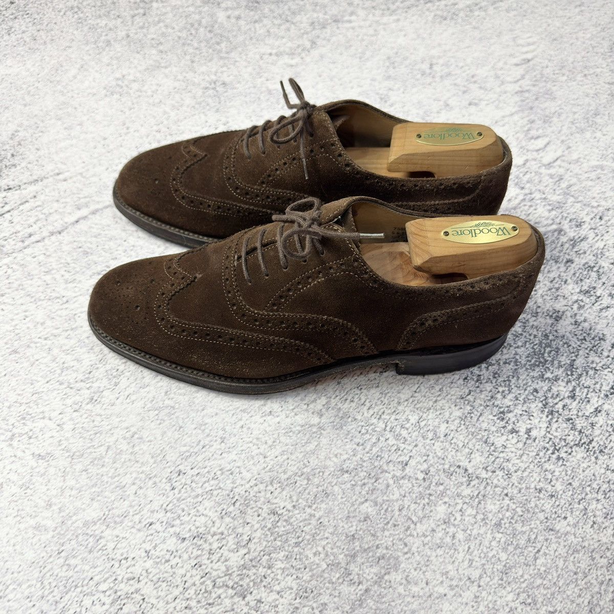 Designer × Handmade × Loake Loake Mens Brown Suede Oxfords Brogues US8 UK7 EU41 26cm Size US 8 / EU 41 - 8 Thumbnail