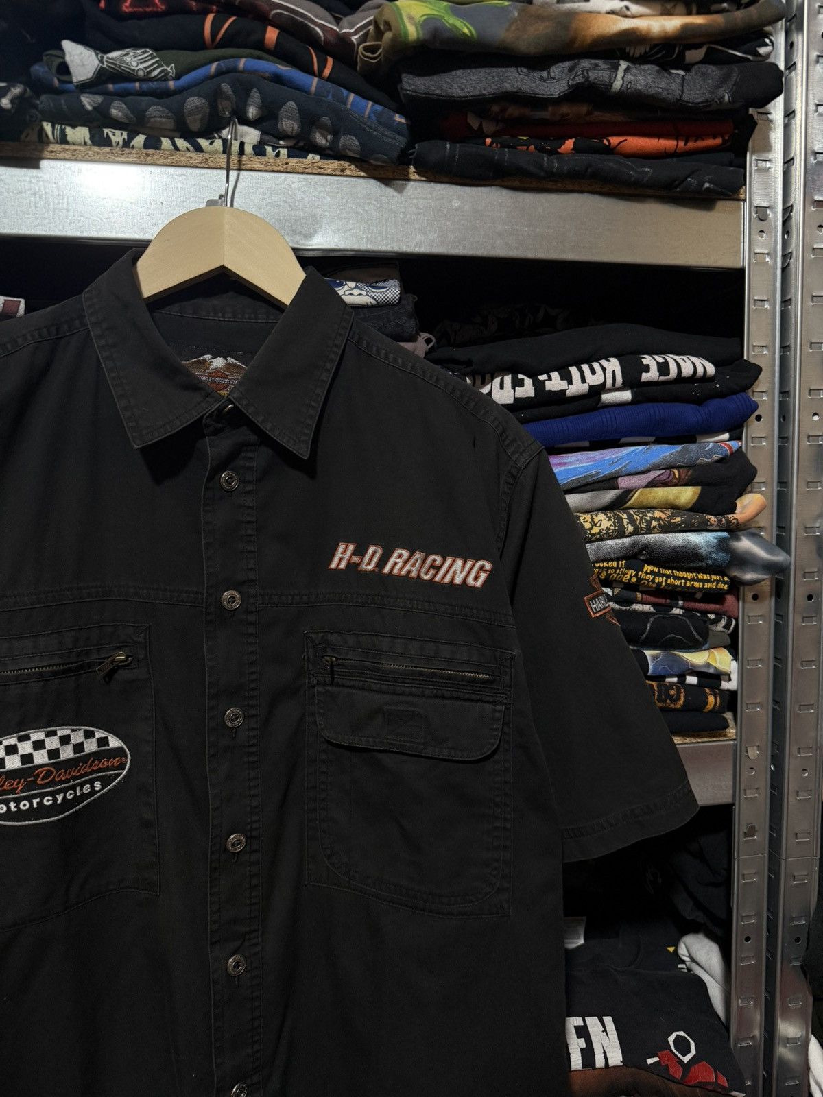 Harley Davidson Vintage 00s Harley Davidson Racing Button Short Sleeve Shirt Size US XL / EU 56 / 4 - 4 Thumbnail
