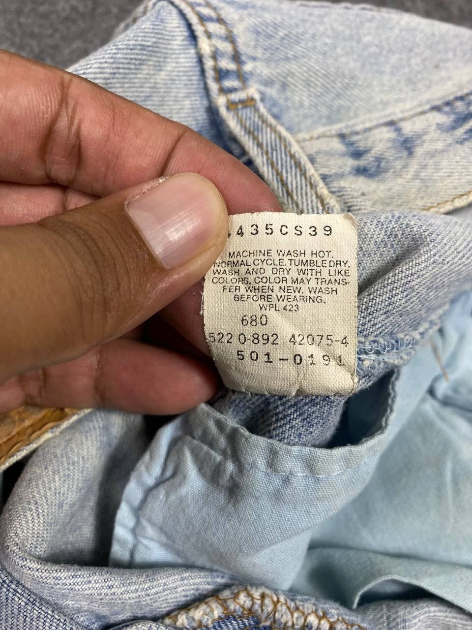 Levi's vintage 90s levis 501 stained light blue denim Size US 29 - 18 Thumbnail