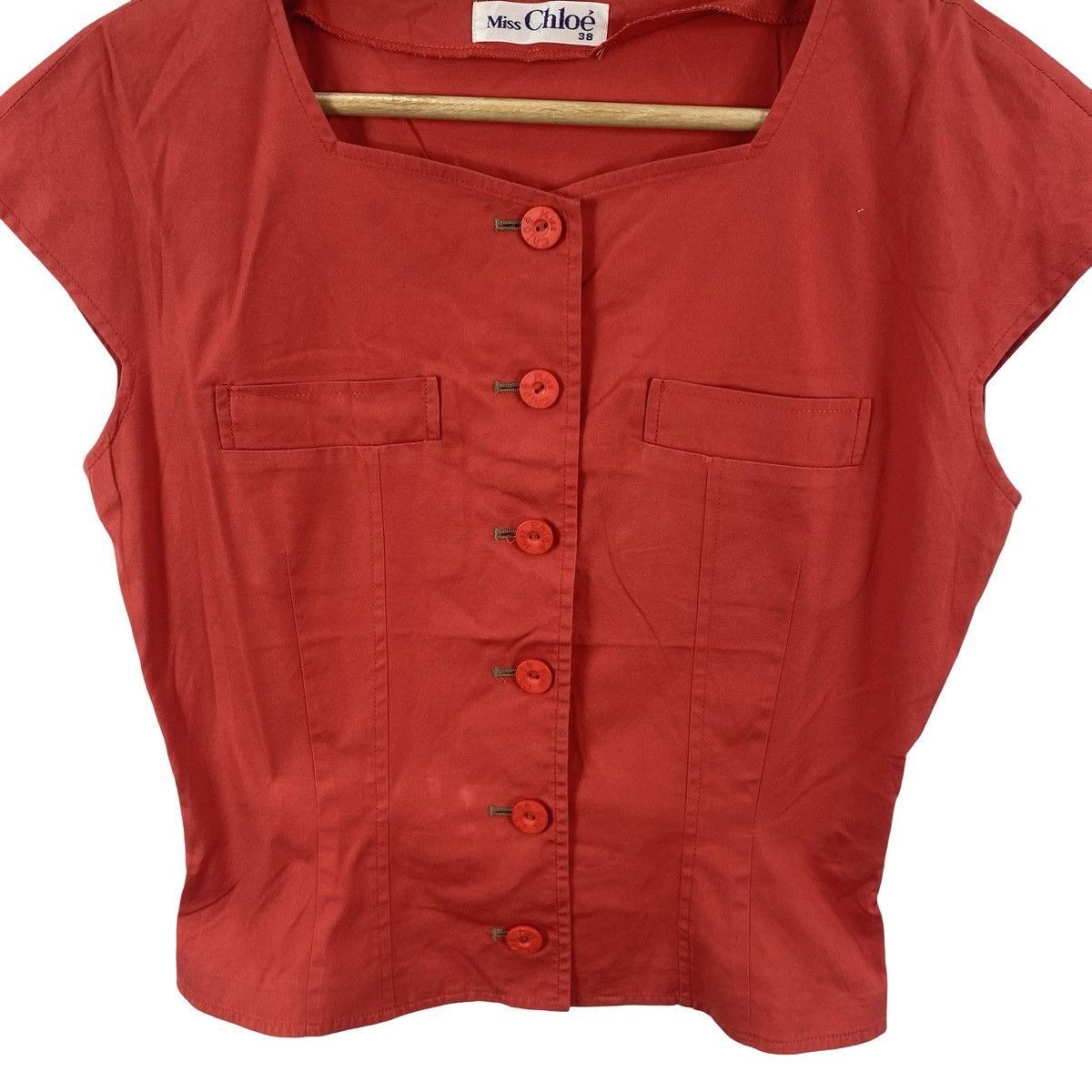 Chloe MISS CHLOE Button Up Cap Sleeve Cropped Blouse Size S / US 4 / IT 40 - 6 Thumbnail