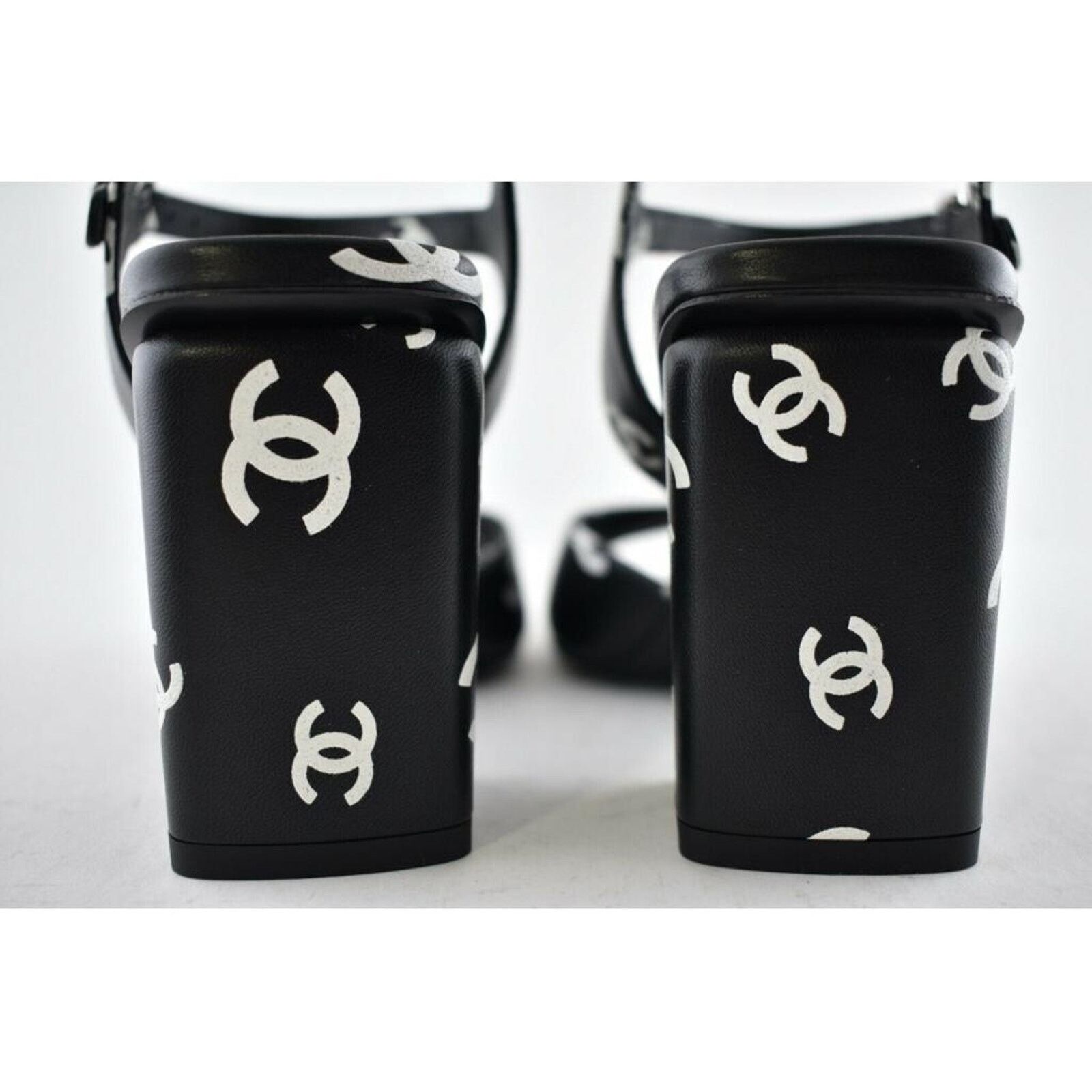 Chanel Chanel 22S Black White Printed Lambskin CC Logo Strap Block Size US 12 / IT 42 - 10 Thumbnail