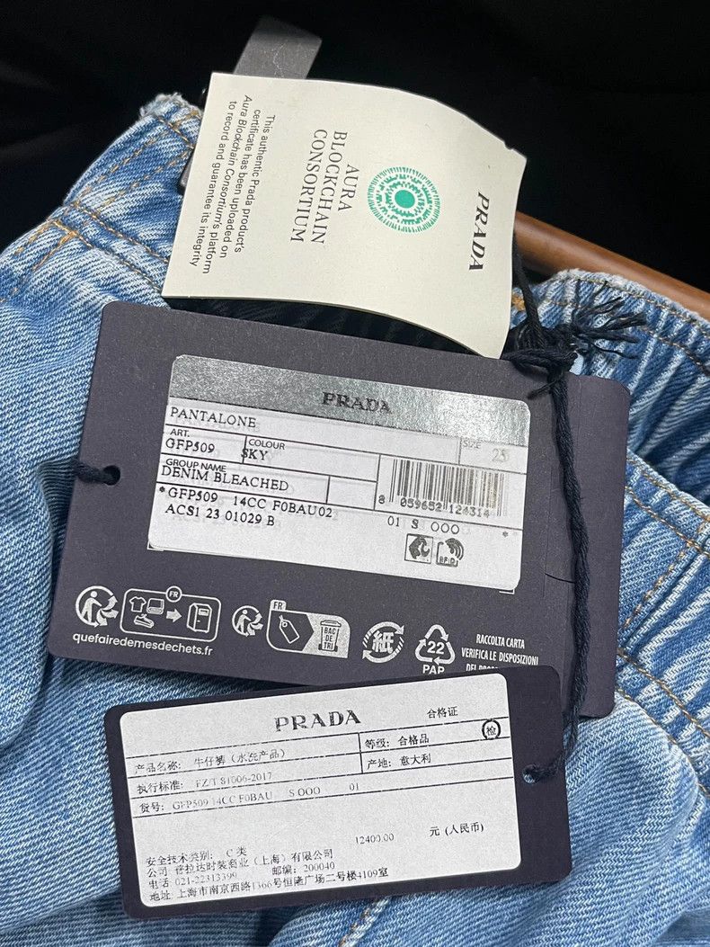 Prada Prada Sise 25 Metal triangle elastic jeans size 25 2502-Ne Size US 26 / EU 42 - 8 Thumbnail