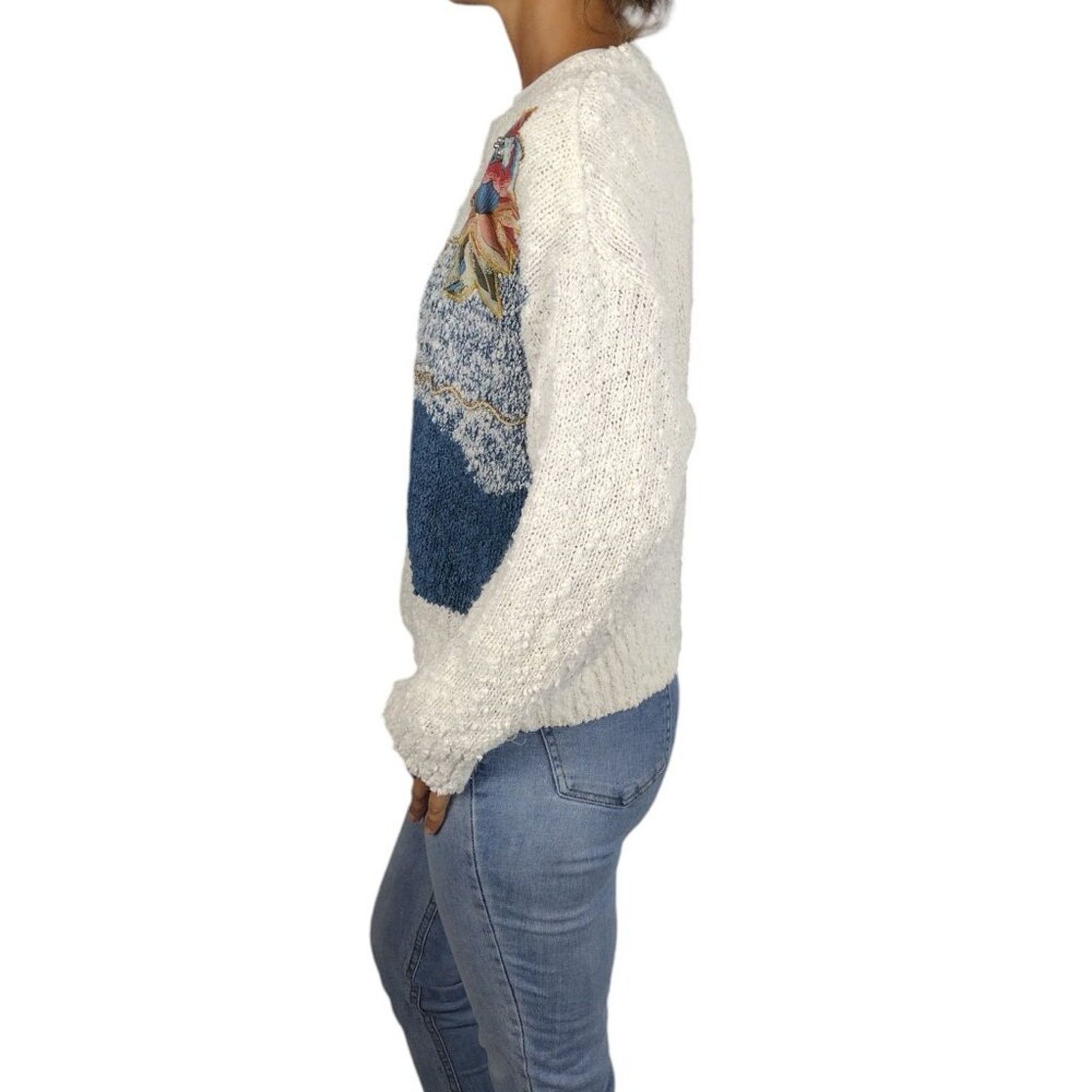 Vintage VTG 80s Embellished Comfy Sweater Size L / US 10 / IT 46 - 2 Thumbnail