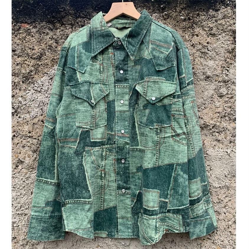 image of Avant Garde x Beauty Beast Vintage 70's Spatz Industries Denim Unik Model in Washed Green (Size Med