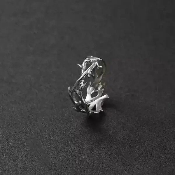 Jewelry × Vintage Punk Irregular Thorns Couple Ring Adjustable Size ONE SIZE - 3 Thumbnail