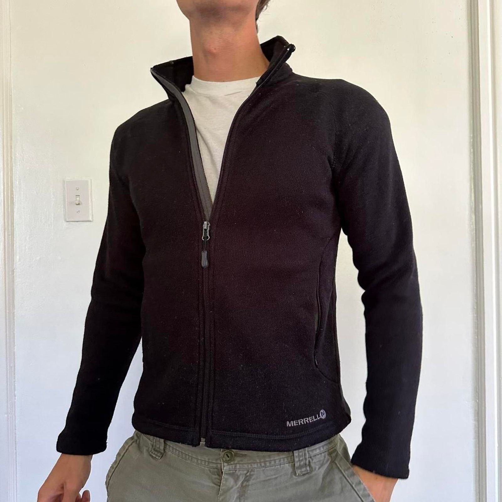 Merrell × Vintage Black Merrell Fitted Sporty Outdoors Zip Up Fleece Jacket Size S / US 4 / IT 40 - 2 Thumbnail