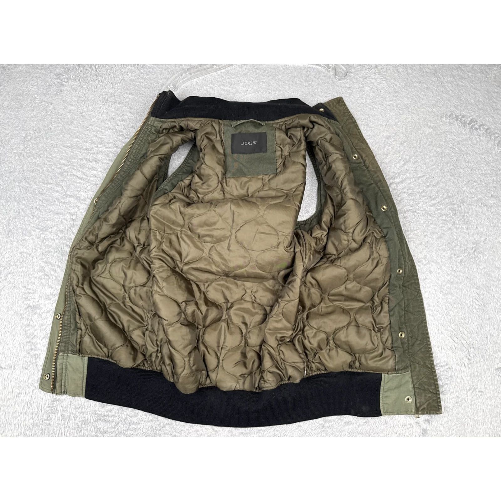 J.Crew VINTAGE J.CREW Vest Mens Small Green Canvas Quilted Lined Utility Pockets Army Size US S / EU 44-46 / 1 - 2 Thumbnail