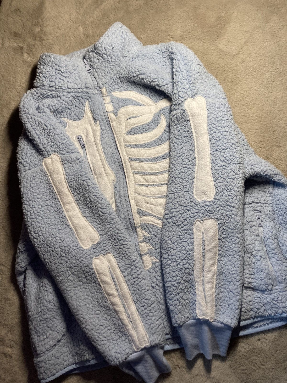 Nike × Vintage ⛩️Nike fleece jacket custom fullzip skeleton vintage y2k 1of1 Size US L / EU 52-54 / 3 - 6 Thumbnail