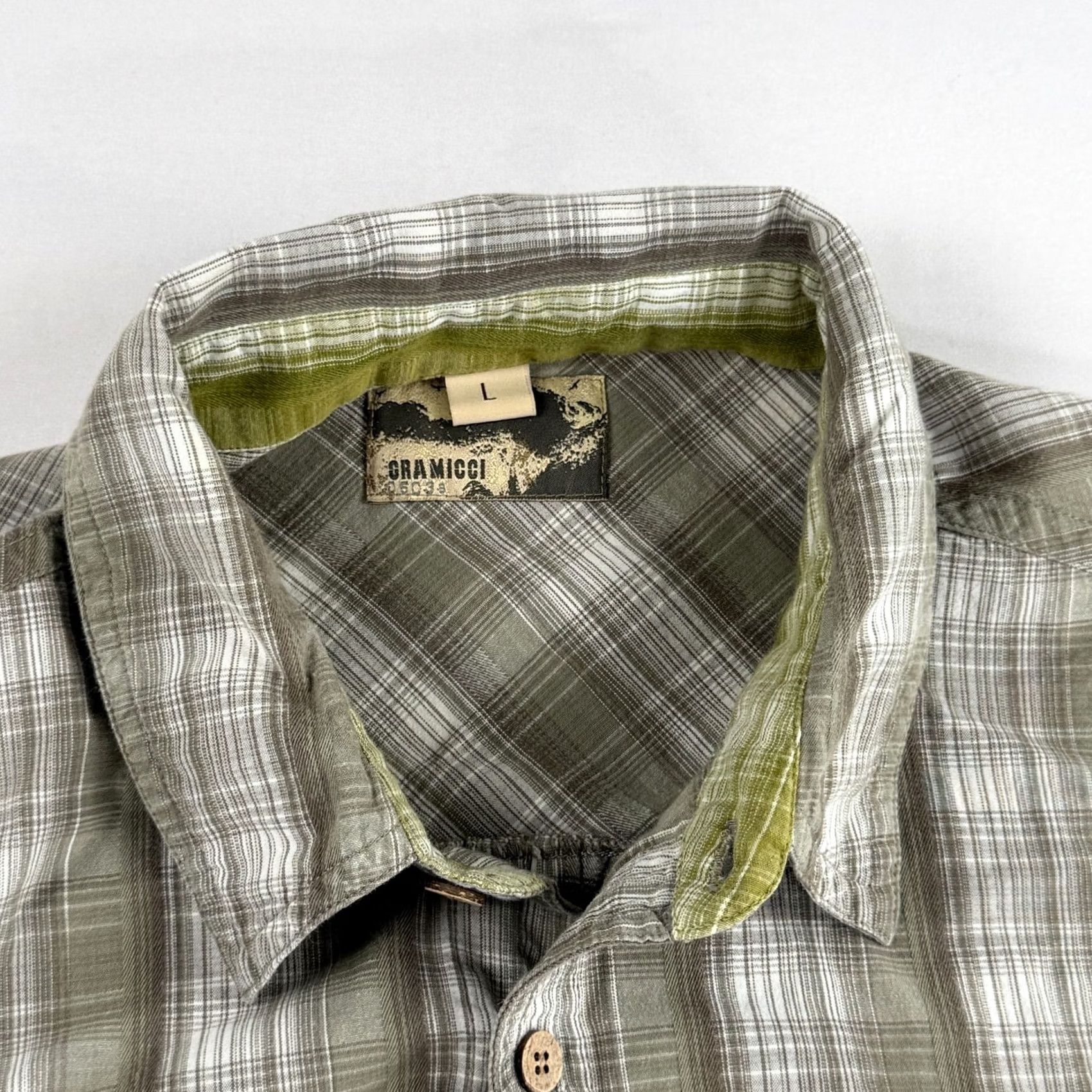 Gramicci Gramicci Shirt Mens Large Button Up Shirt Short Sleeve Plaid green cotton blend woven casual pockets Regular Size US L / EU 52-54 / 3 - 3 Thumbnail