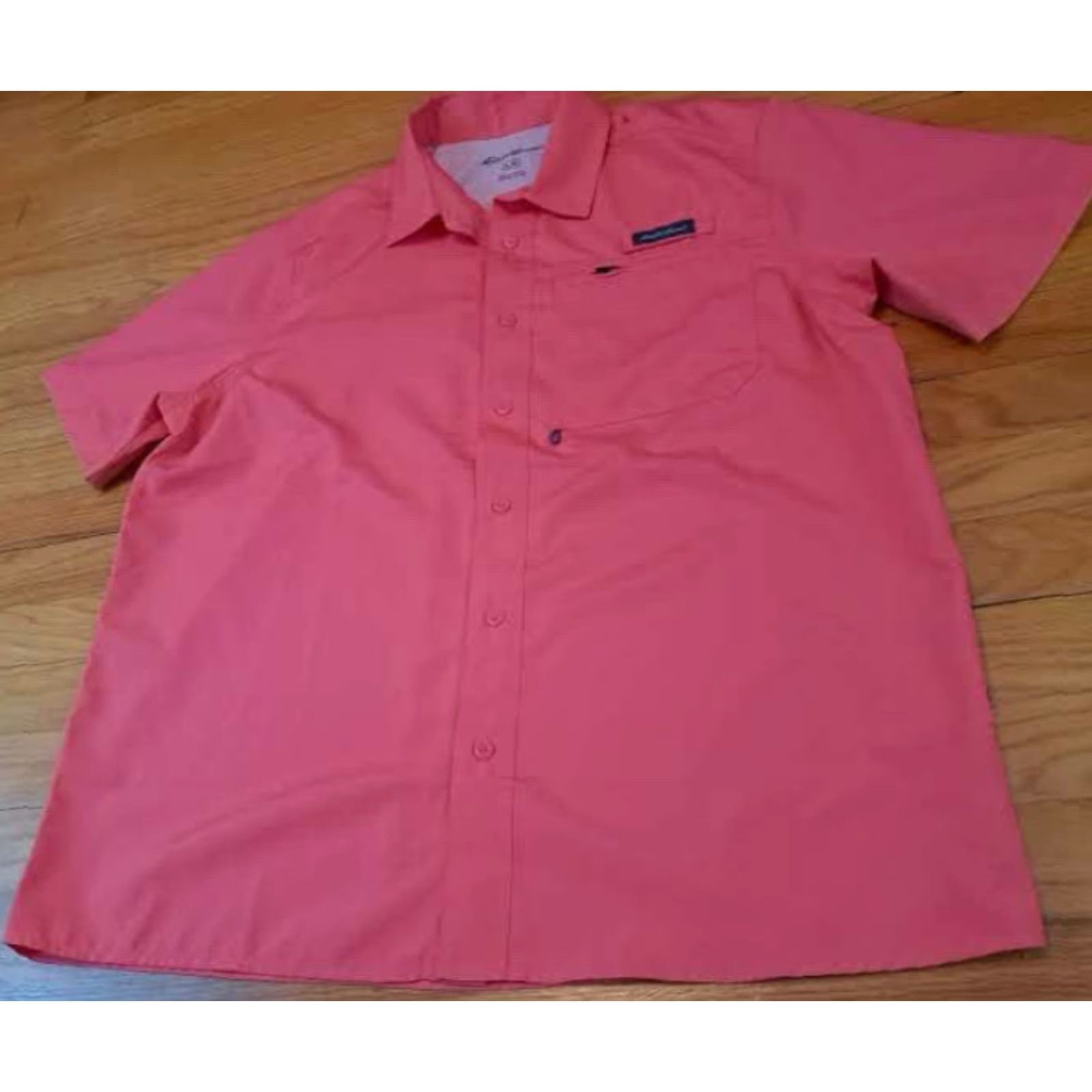Eddie Bauer VINTAGE Eddie Bauer Outdoor Shirt Unisex Adults L Pink 29in long 24in pit to pit Button-Up Short Sleeve Regular Outdoor/Camping-Fishing Fuchia Large Size US L / EU 52-54 / 3 - 3 Thumbnail