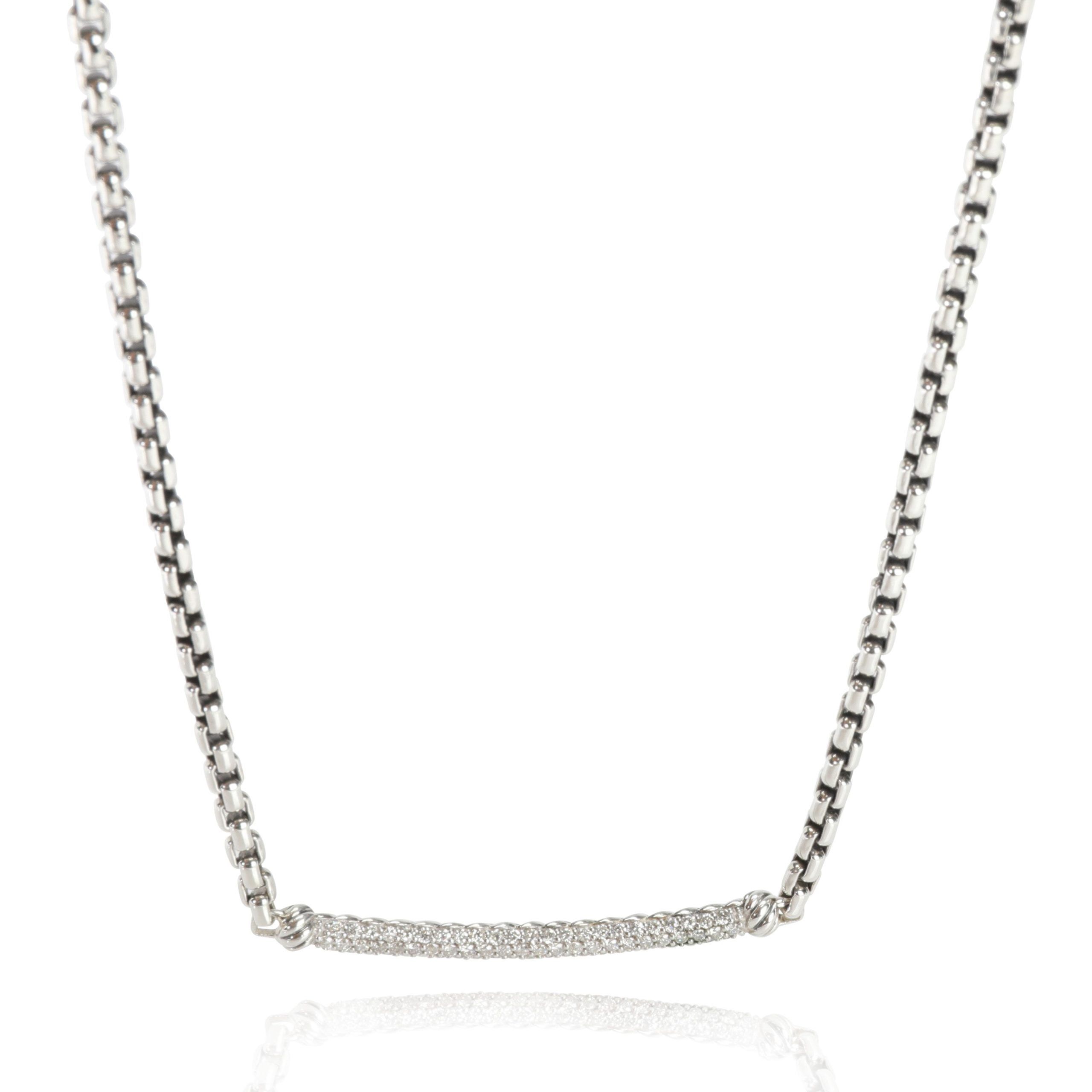 image of David Yurman Metro Diamond Necklace In 925 Sterling Silver 0.37 Ctw, Women's