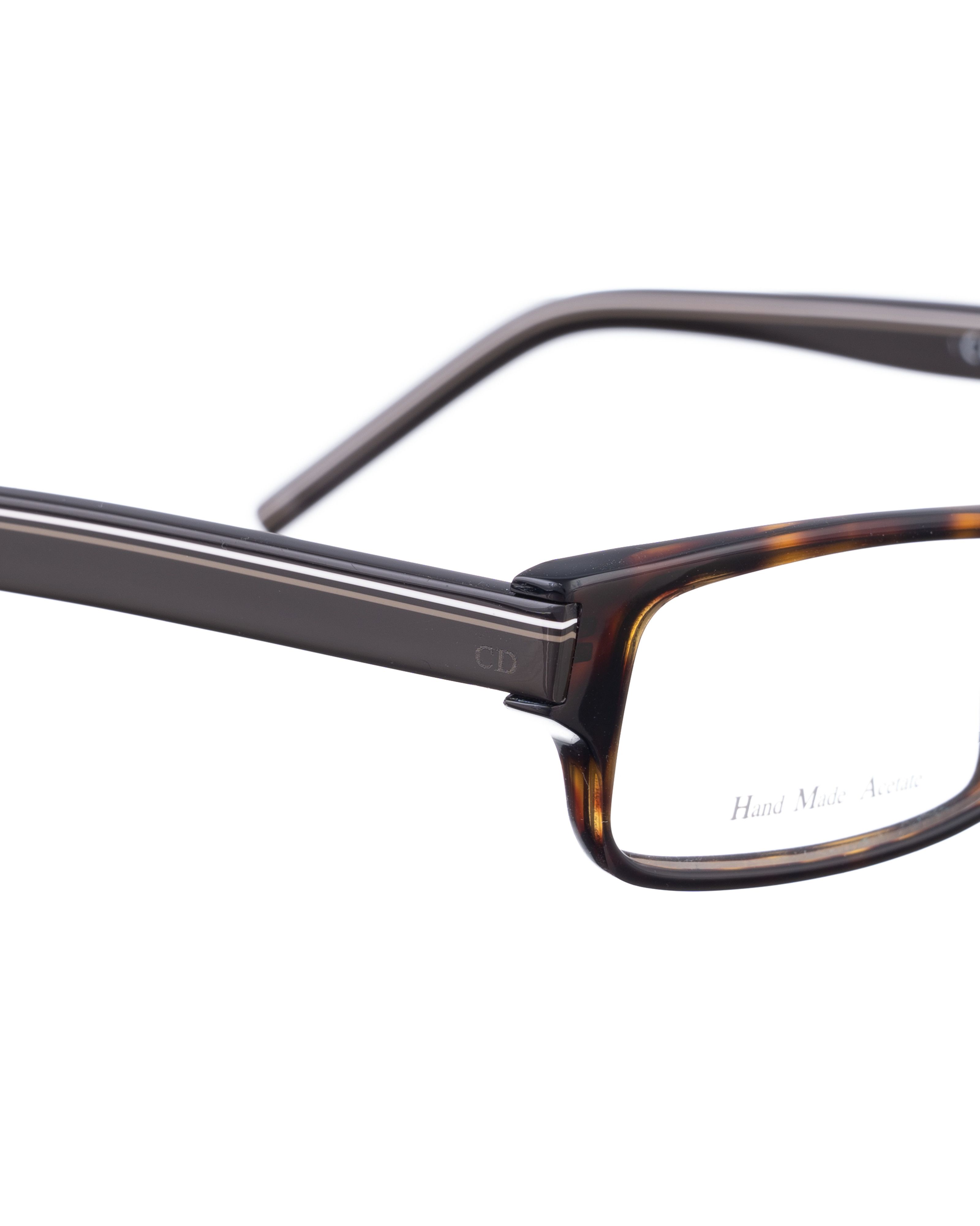 Dior 00s Brown Rectangular Plastic Glasses with Stripes