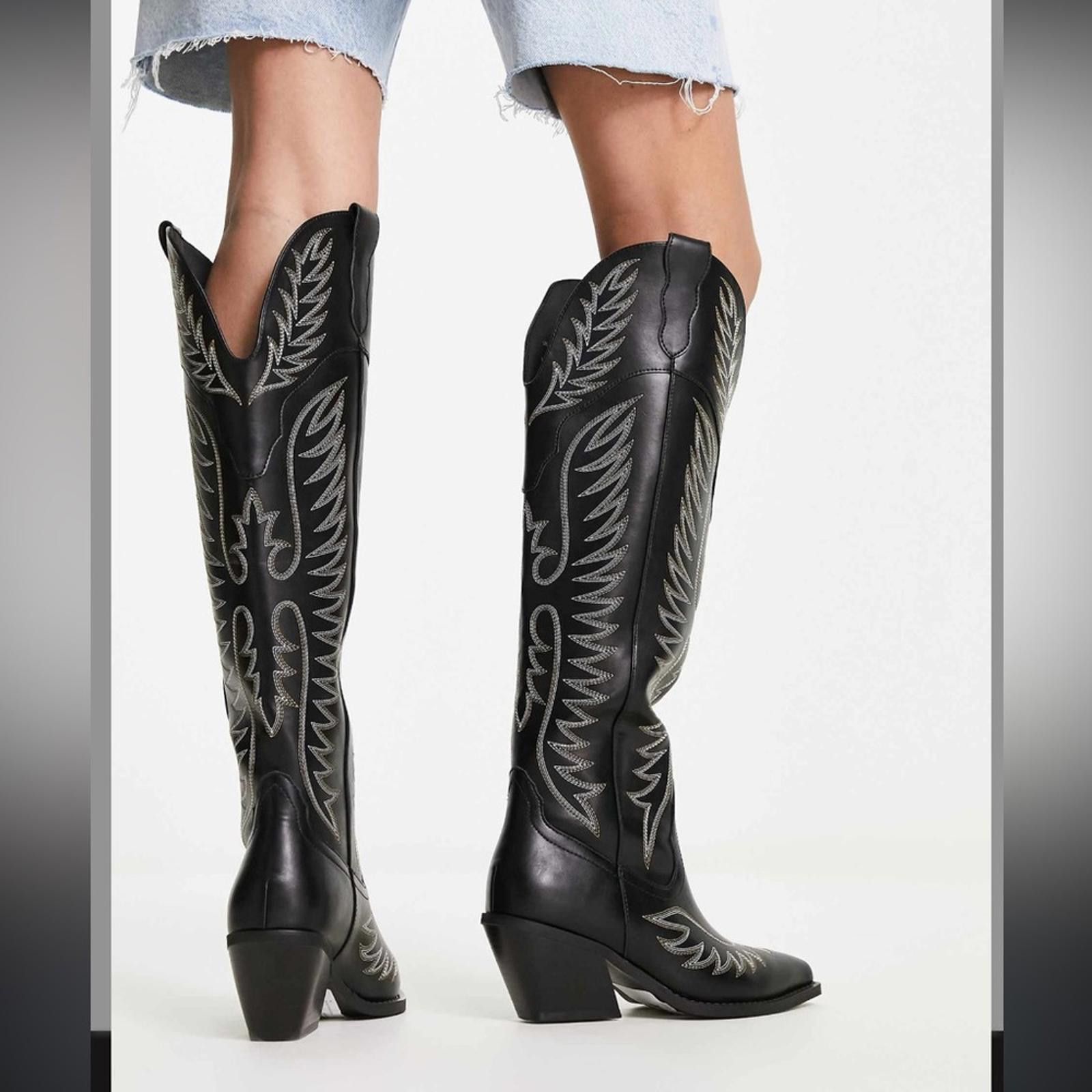 Asos ASOS DESIGN / Chester contrast stitch western knee boot Size US 6 / IT 36 - 4 Thumbnail