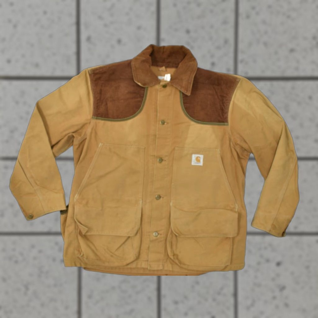 Carhartt VINTAGE Carhartt Field Jacket Jacket Regular XL Brown Canvas Duck Hunting Corduroy Logo Men MU256 CU256 J97 Size US XL / EU 56 / 4 - 1 Thumbnail