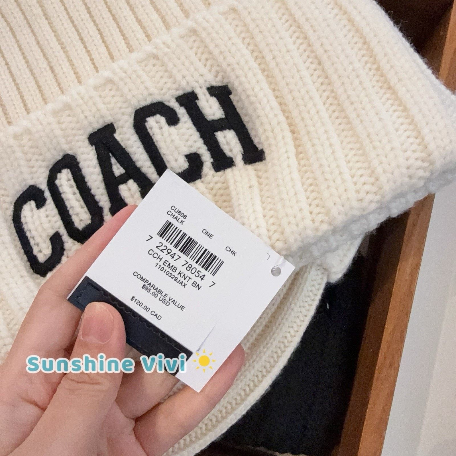 Coach NWT Coach 1941 Embroidered Knit Beanie Wool CU806 Chalk Size ONE SIZE - 2 Thumbnail