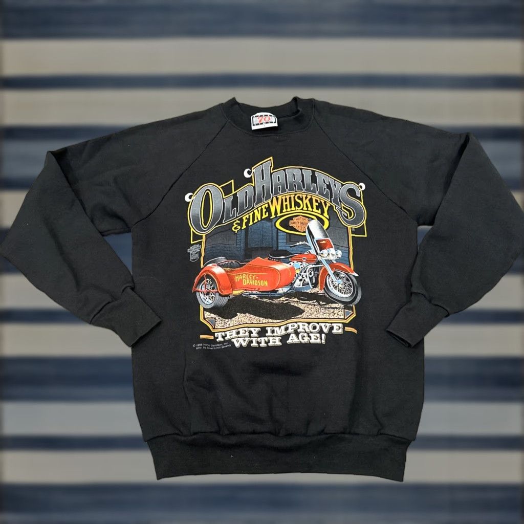 Harley Davidson VINTAGE Harley-Davidson Sweatshirt Shirt Mens L Black 1988 Whiskey Graphic Print Motorcycle Crewneck Size US L / EU 52-54 / 3 - 1 Thumbnail