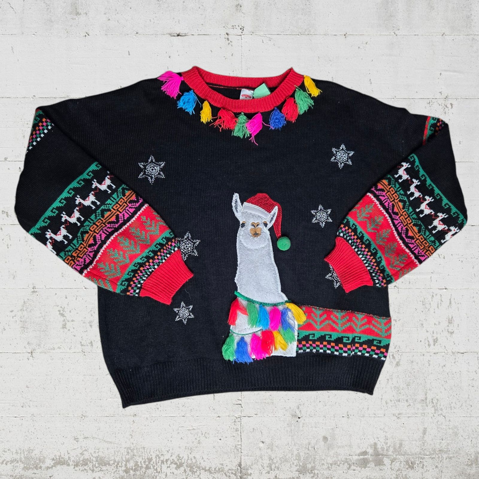 Other Black Llama Colorful Knitted Sweater Size XL Size XL / US 12-14 / IT 48-50 - 2 Thumbnail