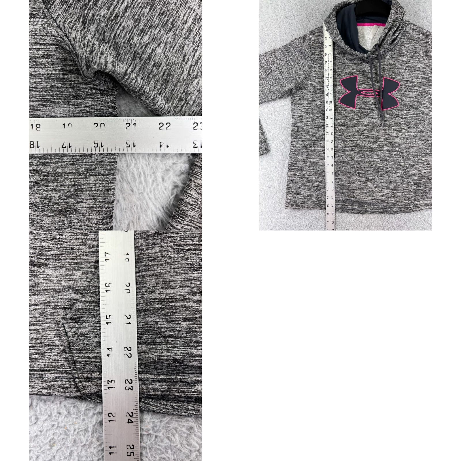 Under Armour Under Armour Hoodie Girls Extra Large Gray Pink Logo Kangaroo Pocket Pullover Size XL / US 12-14 / IT 48-50 - 9 Thumbnail